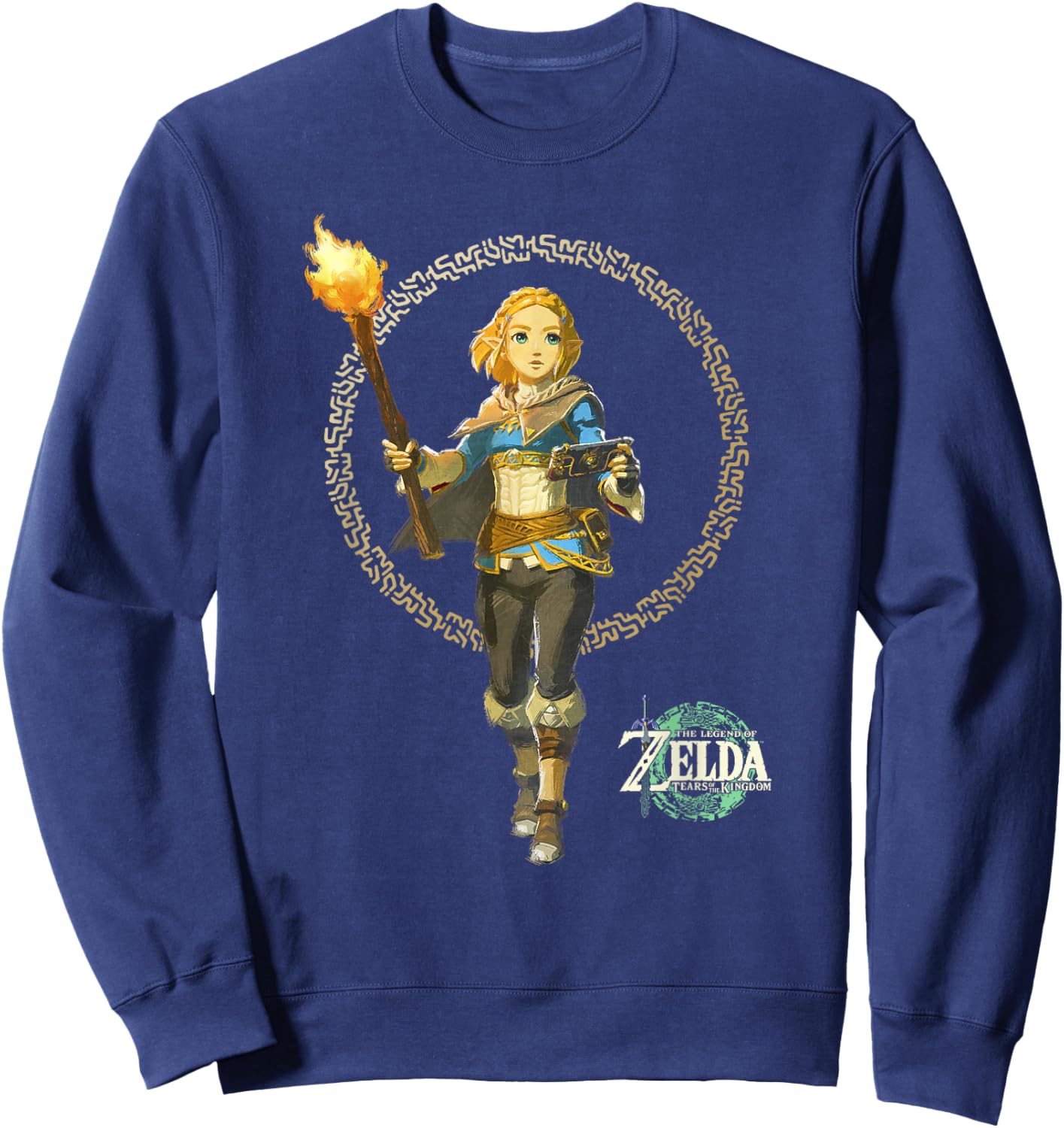 The Legend of Zelda Tears Of The Kingdom Zelda Runes Circle Sweatshirt - Sweatshirt | Navy