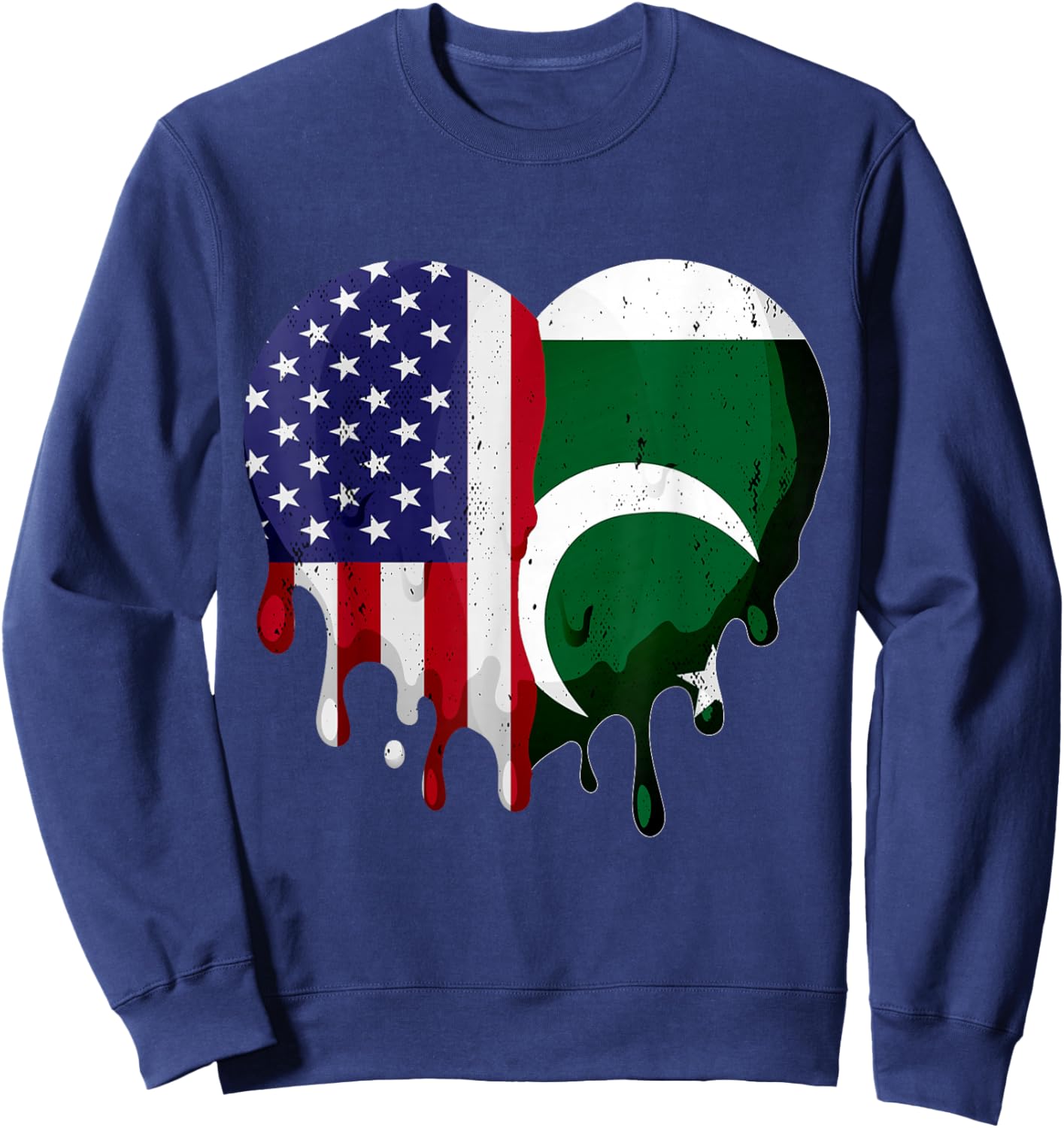 American Pakistani Heritage Month Pakistan Flag Heart Sweatshirt - Sweatshirt | Navy