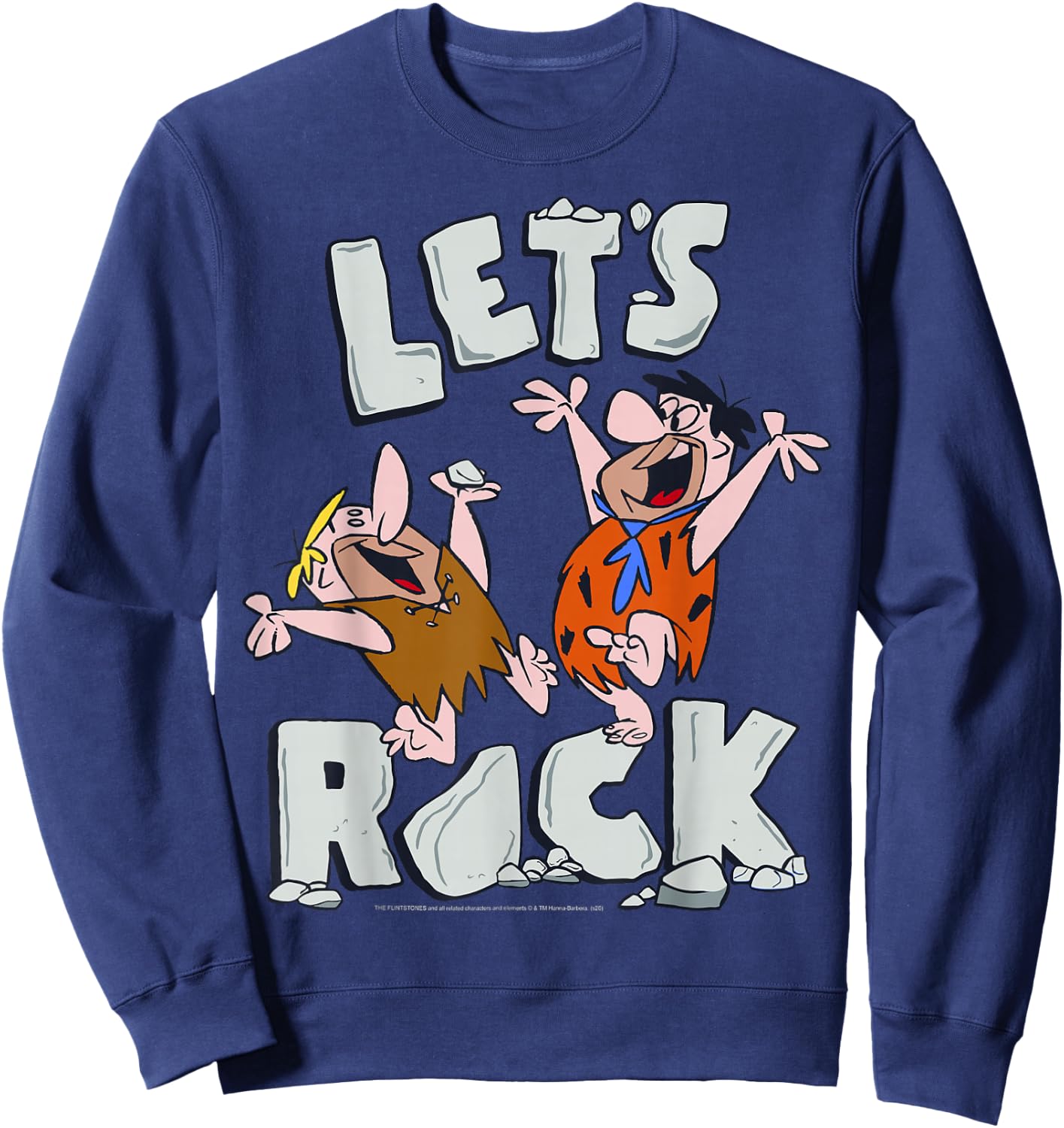 The Flintstones Fred and Barney Let's Rock Small Sweatshirt - Sweatshirt | Navy