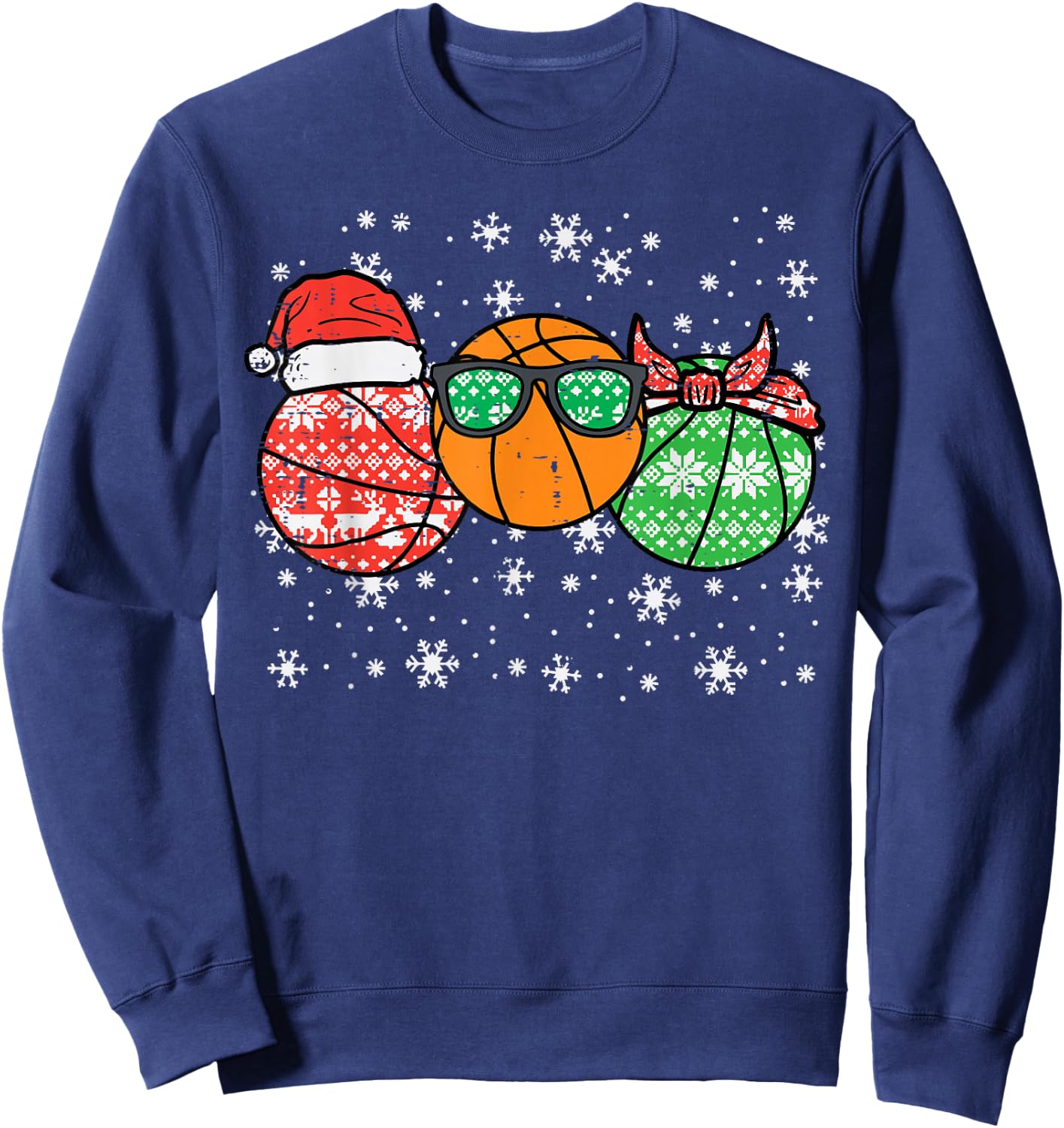 Christmas Basketballs Santa Cute Xmas Sports Men Boys Kids Sweatshirt - Sweatshirt | Navy