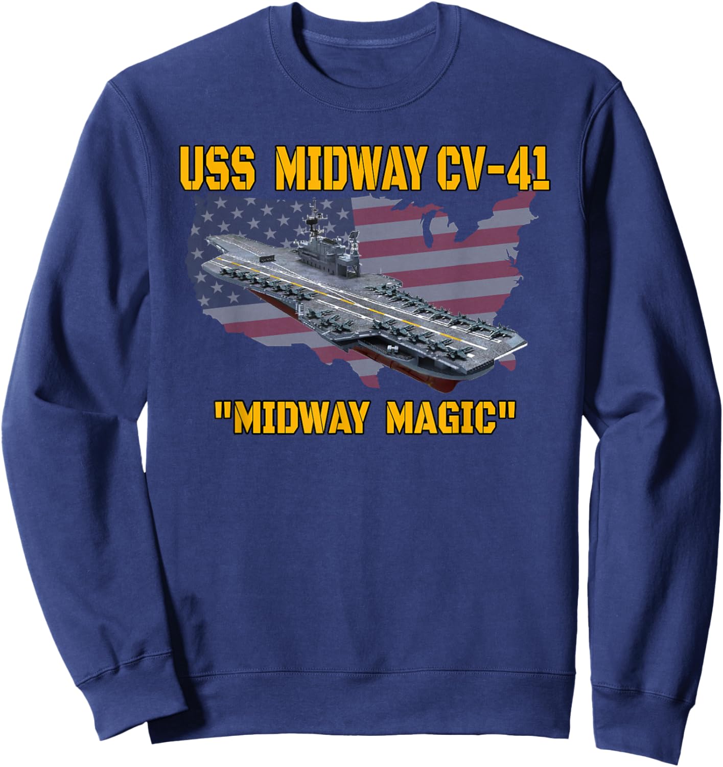 Aircraft Carrier USS Midway Veterans Day Fathers Day Grandpa Sweatshirt - Sweatshirt | Navy