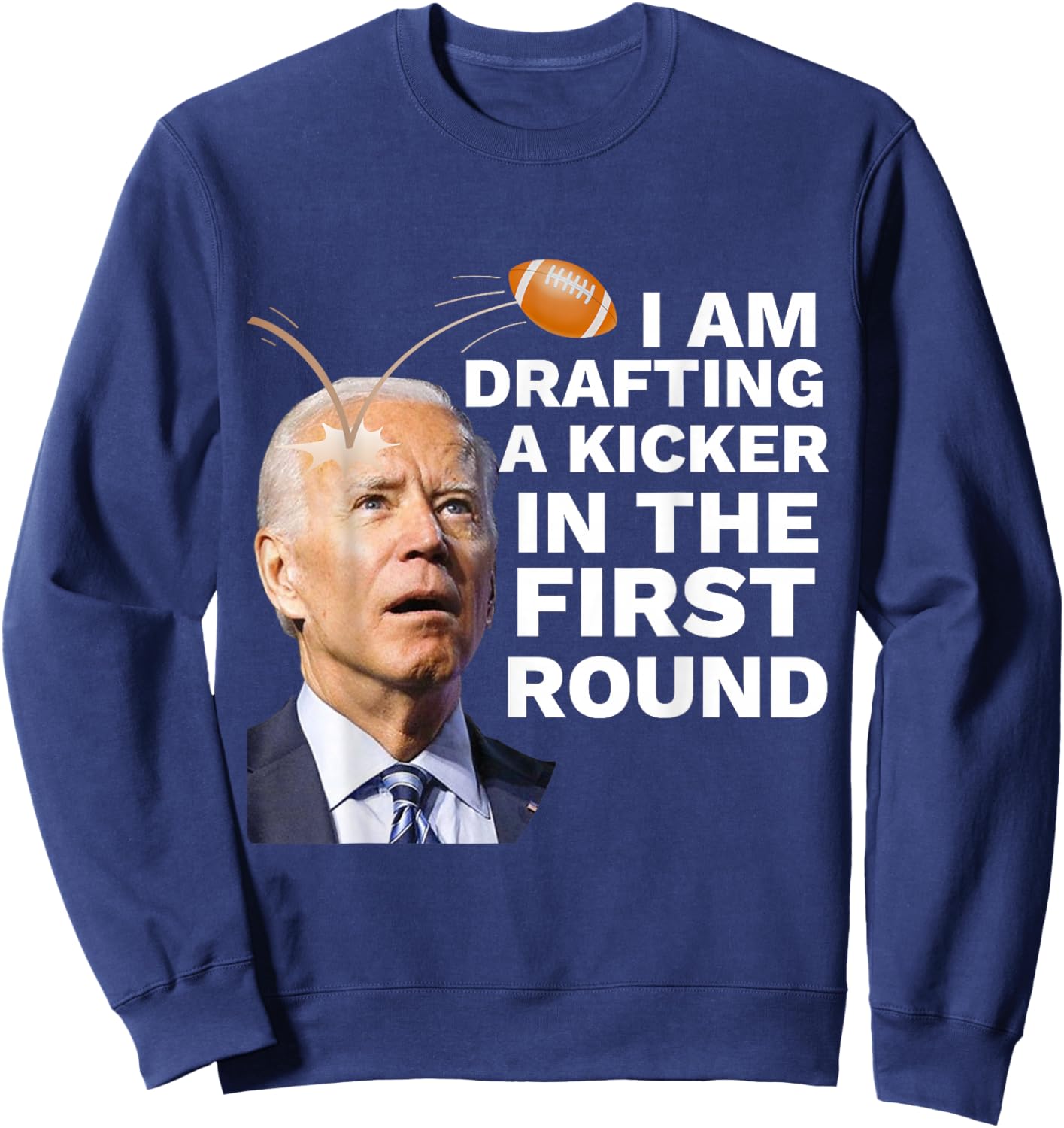 Confused Drafting Kicker Funny Fantasy Football Draft Party Sweatshirt - Sweatshirt | Navy