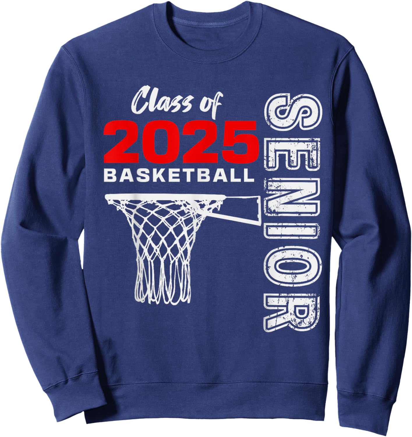 Basketball Senior Matching Class of 2025 Senior Basketball Sweatshirt - Sweatshirt | Navy