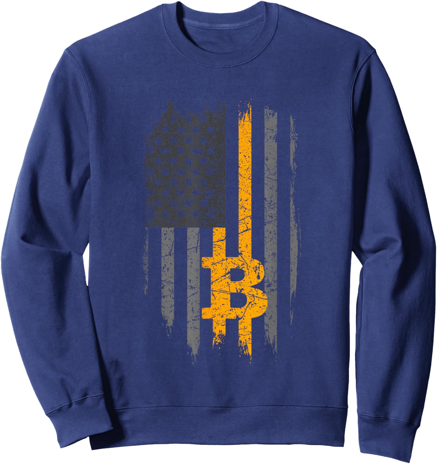 BTC Bitcoin American Flag Crypto Revolution Buy The Dip Small Sweatshirt - Sweatshirt | Navy