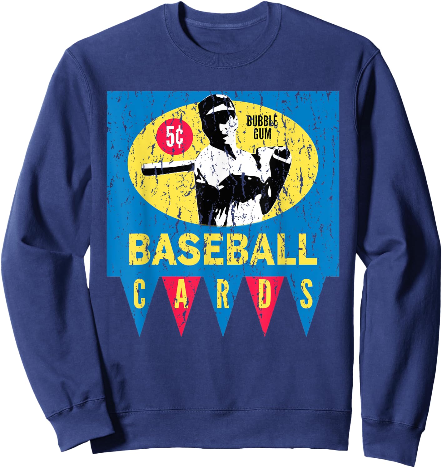 Retro 50s Baseball Card Wrapper Sweatshirt - Sweatshirt | Navy