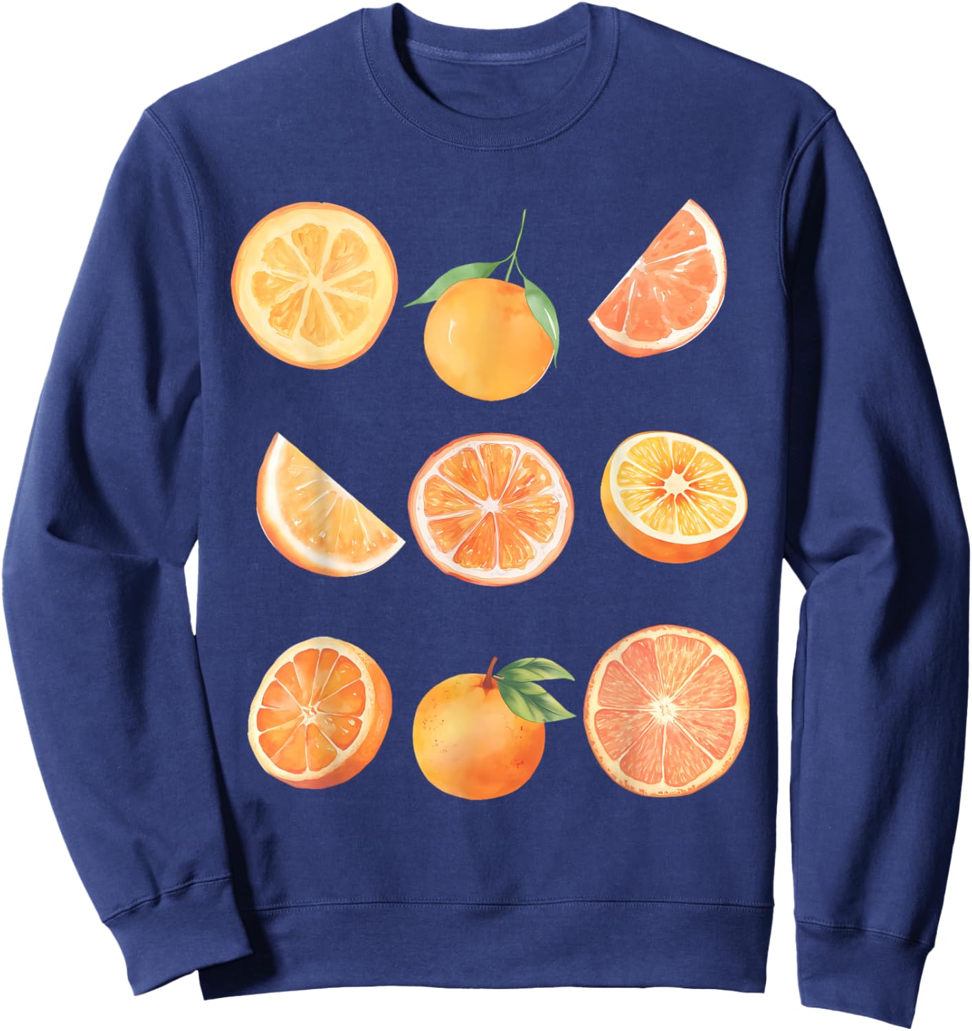 Vintage Graphic Fruit Orange Aesthetic Boho Juicy Men Women Sweatshirt - Sweatshirt | Navy