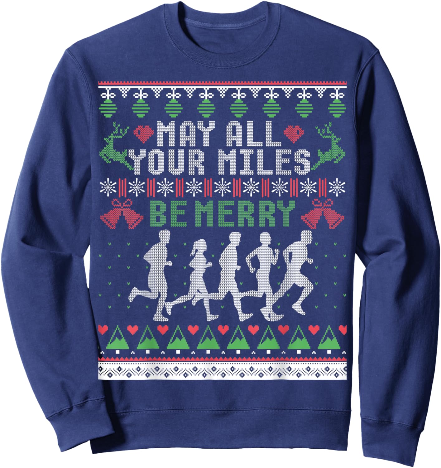 Funny Running Ugly Christmas Sweaters Shirt Runner Sweatshirt - Sweatshirt | Navy