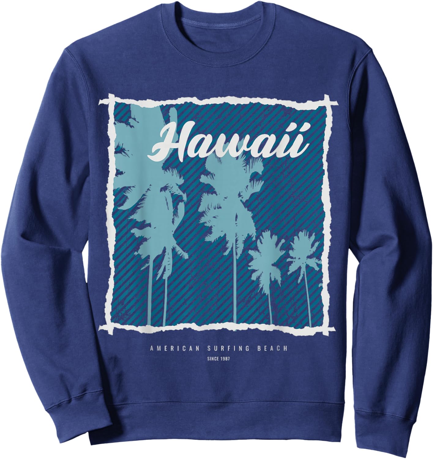 Hawaii American Surfing Beach Since 1987 Sweatshirt - Sweatshirt | Navy
