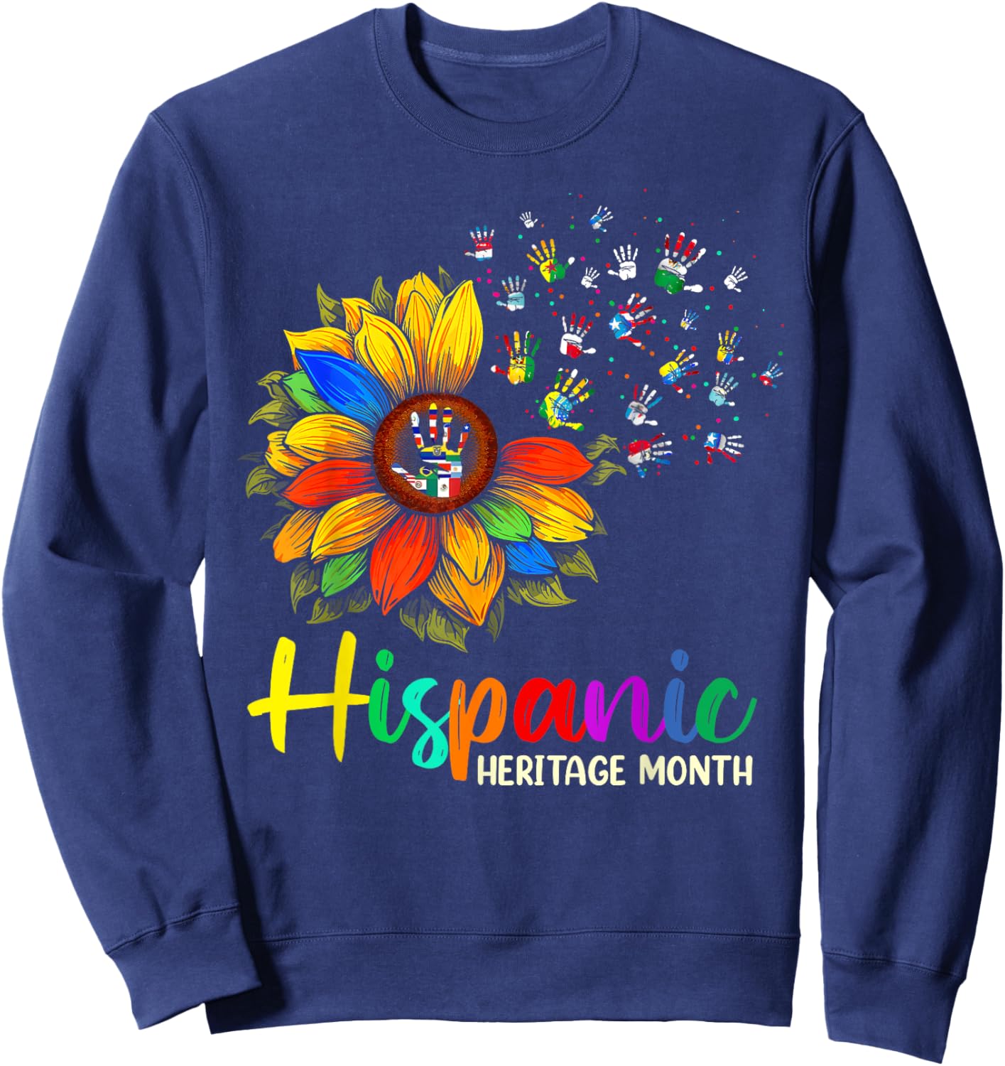 National Hispanic Heritage Month Sunflower All Countries Sweatshirt - Sweatshirt | Navy