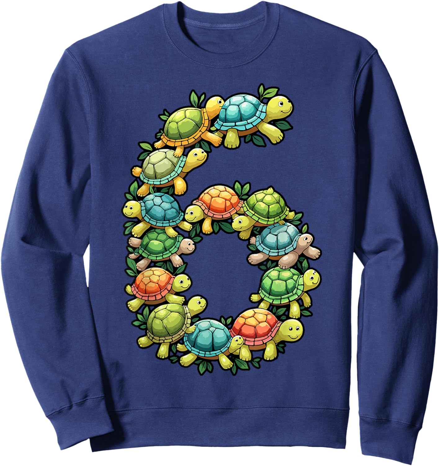 6th Birthday Sea Turtle Tortoise Theme Party 6 Year Old Sweatshirt - Sweatshirt | Navy