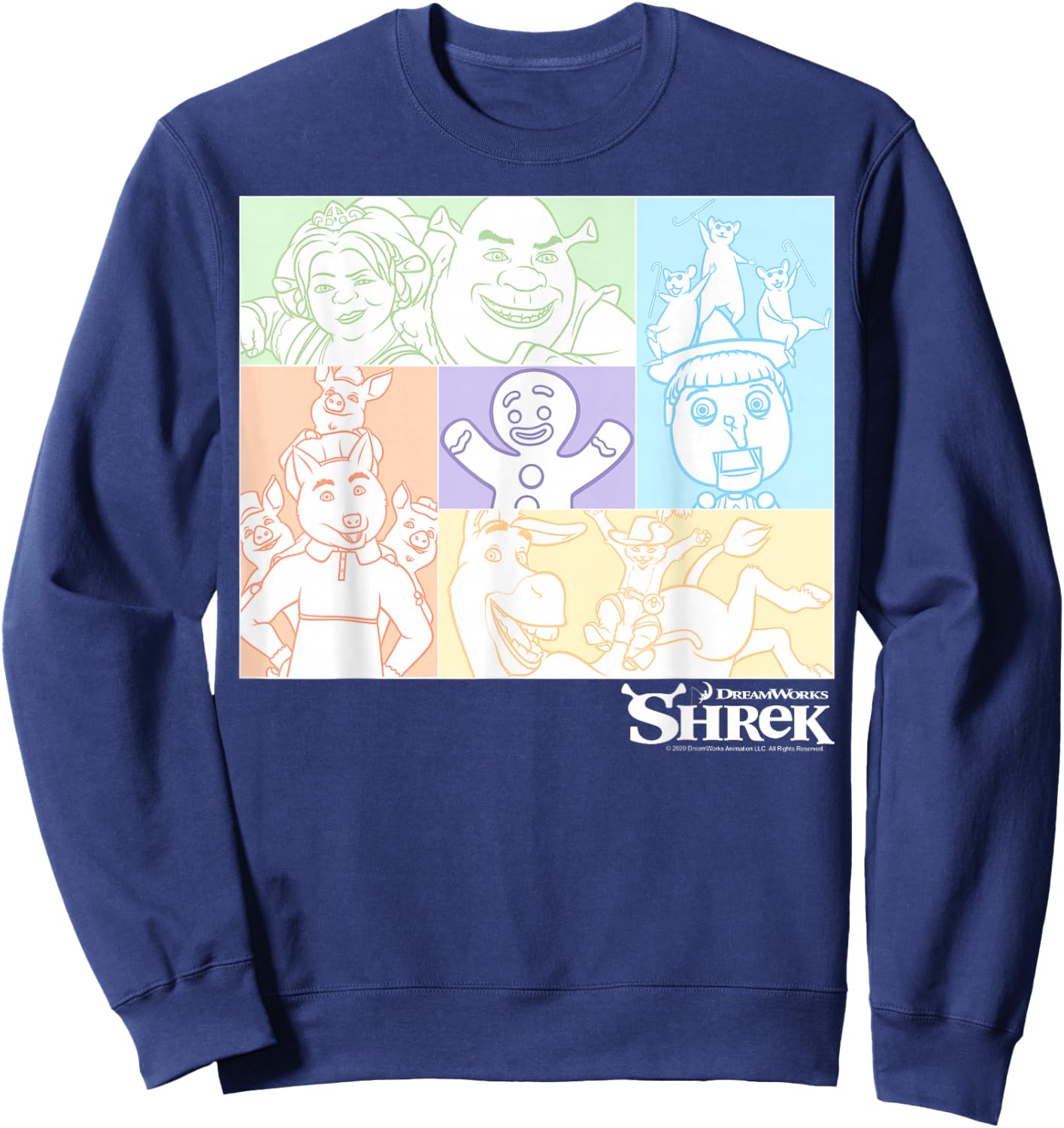 Shrek Group Shot Pastel Box Up Sweatshirt - Sweatshirt | Navy
