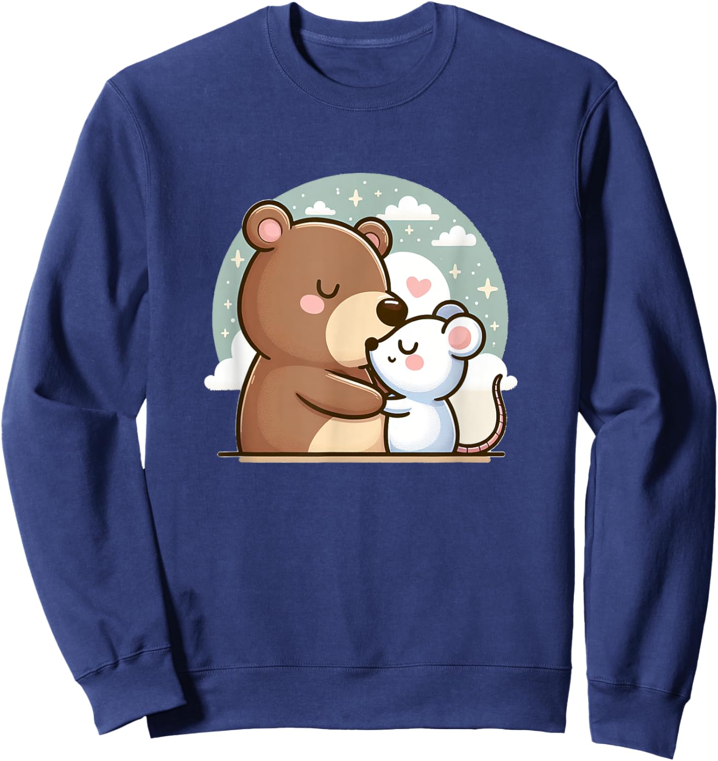 Cuddling Bear And Mouse In Love Sweatshirt - Sweatshirt | Navy