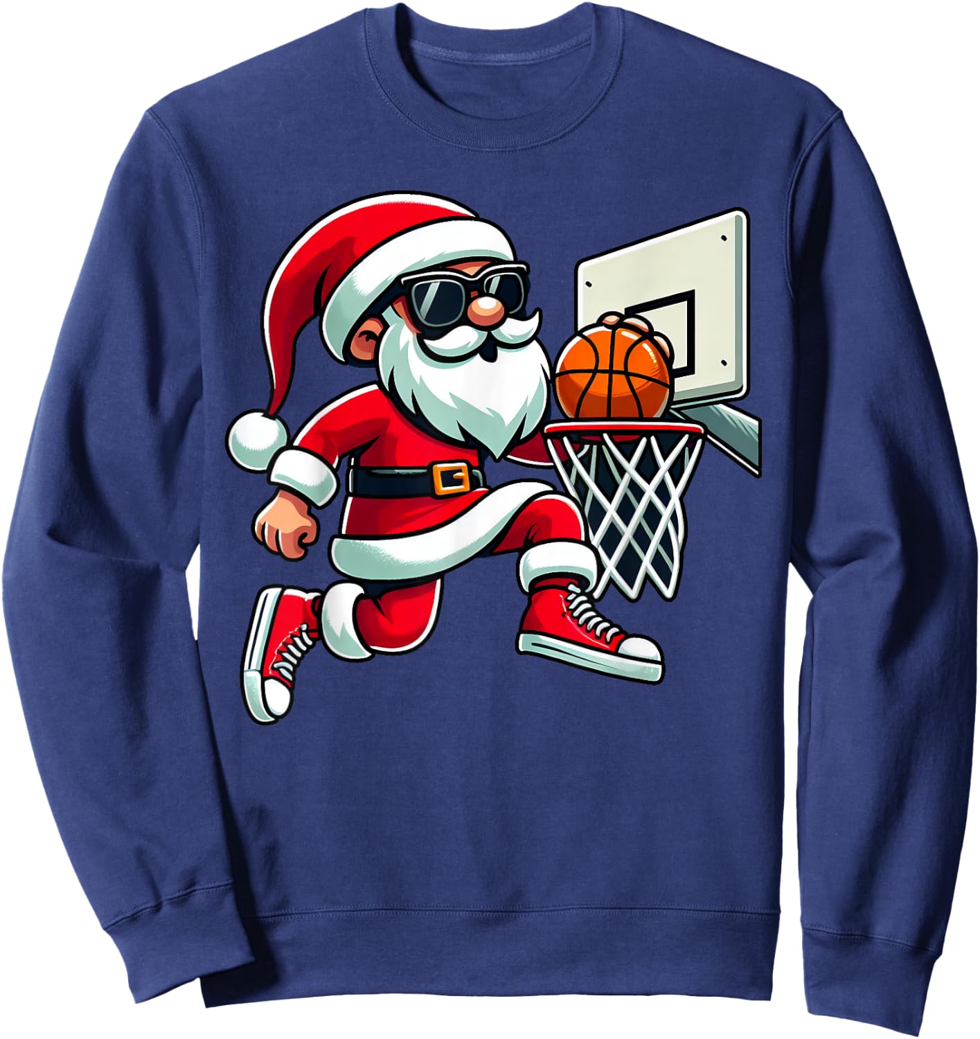 Christmas Santa Claus Dunking A Basketball Boys Kids Xmas Sweatshirt - Sweatshirt | Navy