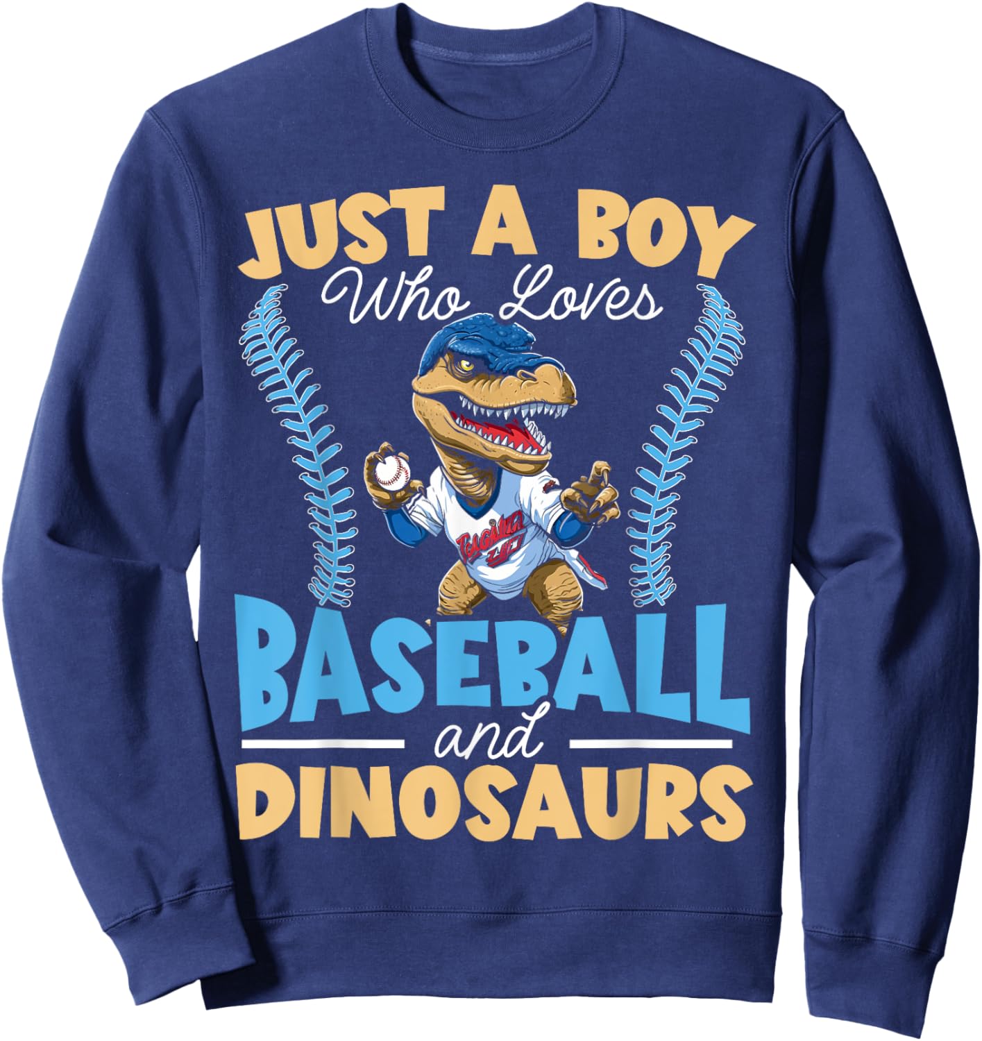 Baseball Dinsoaur Sport Lover Baseball Player Dino Fossil Sweatshirt - Sweatshirt | Navy