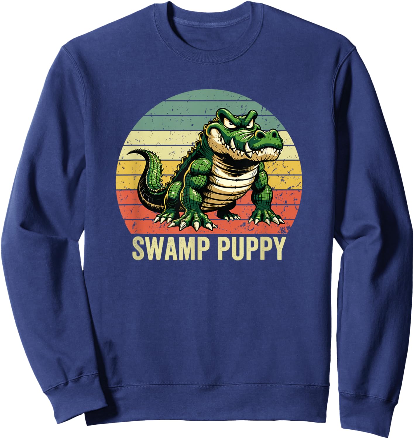 Swamp Puppy Vintage Sunset, Angry Alligator, Swamp Puppy Sweatshirt - Sweatshirt | Navy