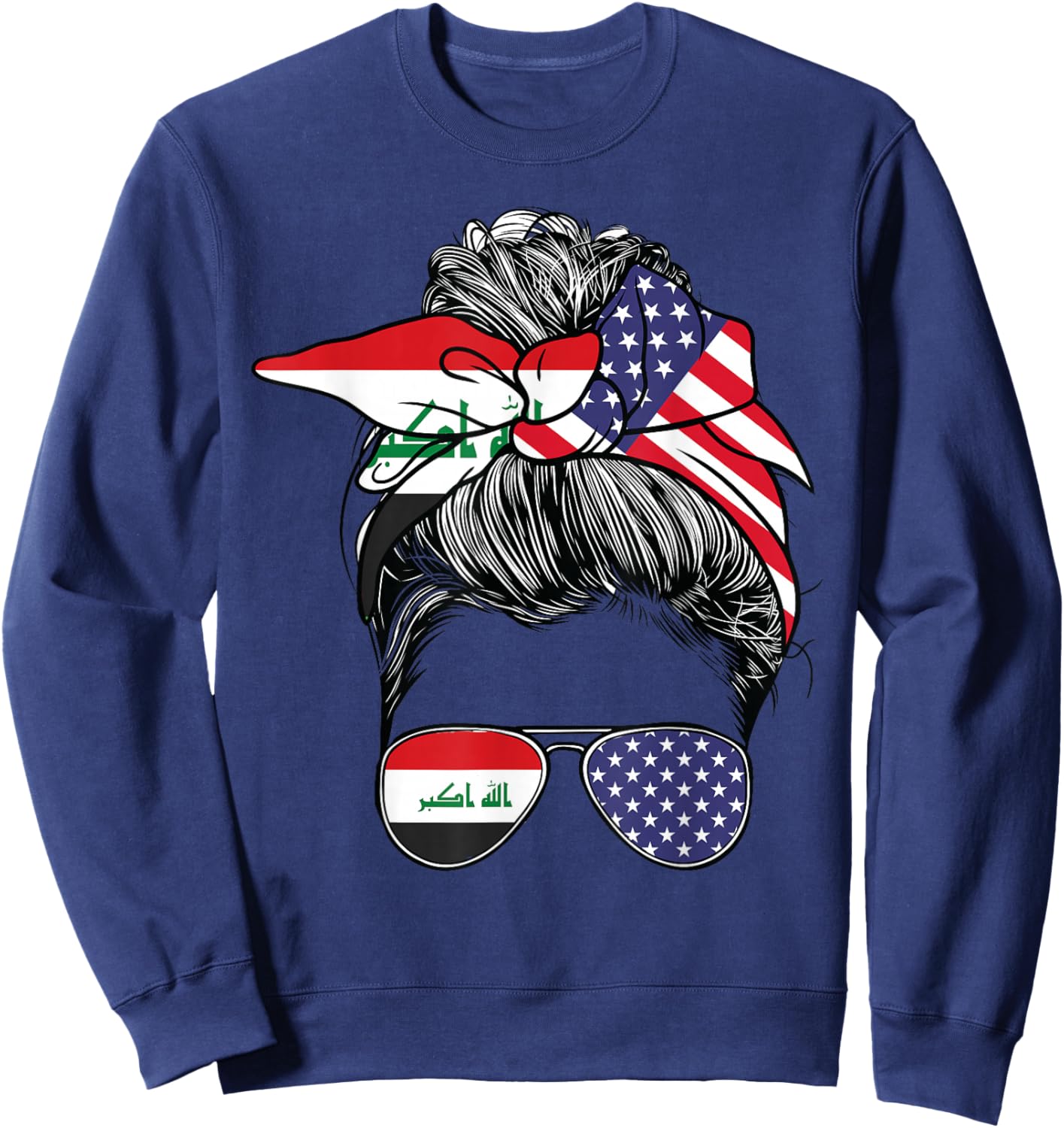 Iraqi Flag Iraq Women American USA Heritage Iraq Sweatshirt - Sweatshirt | Navy