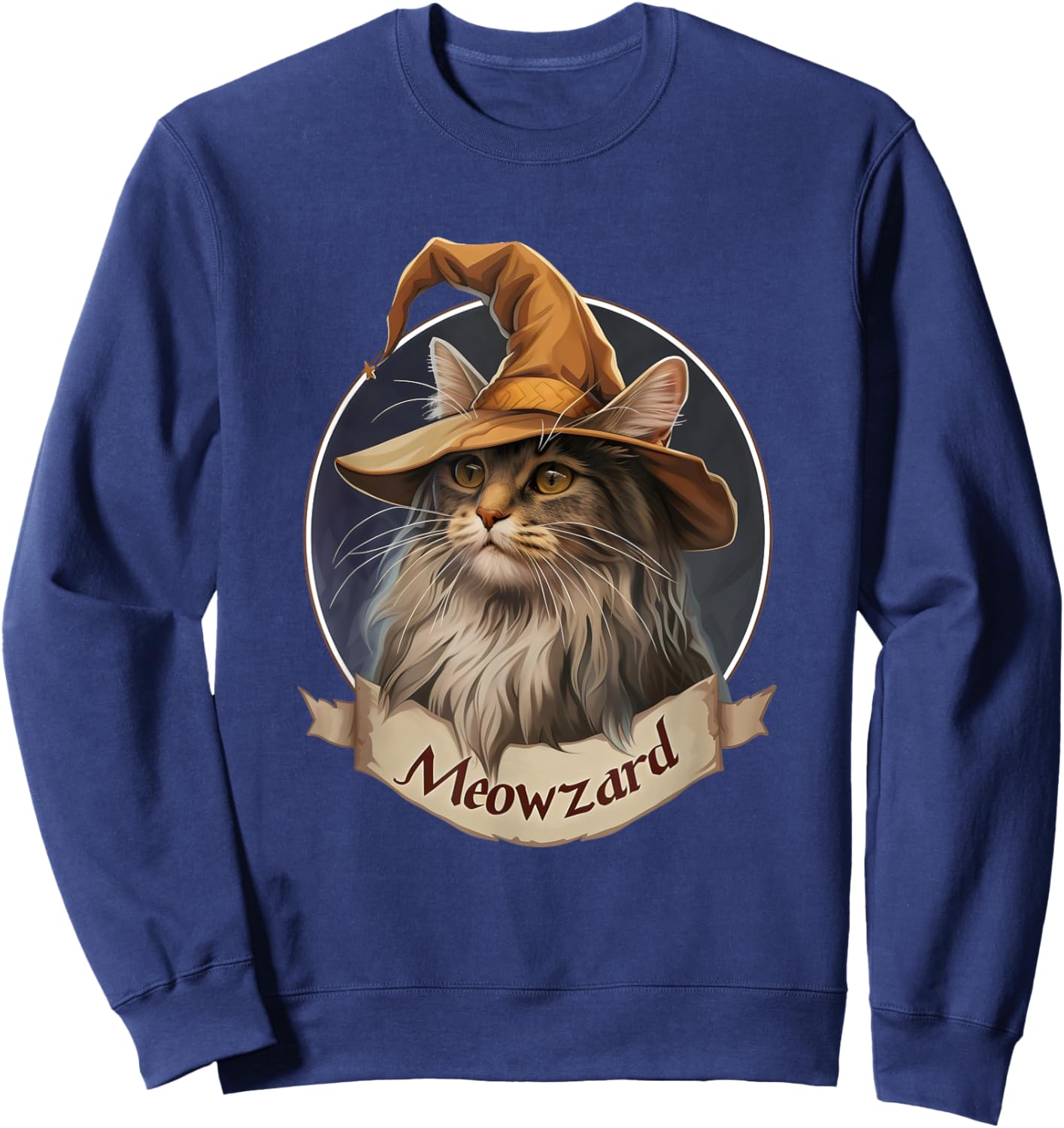 Magical Meowzard: Enchanting Halloween Wizard Cat Women Kids Sweatshirt - Sweatshirt | Navy