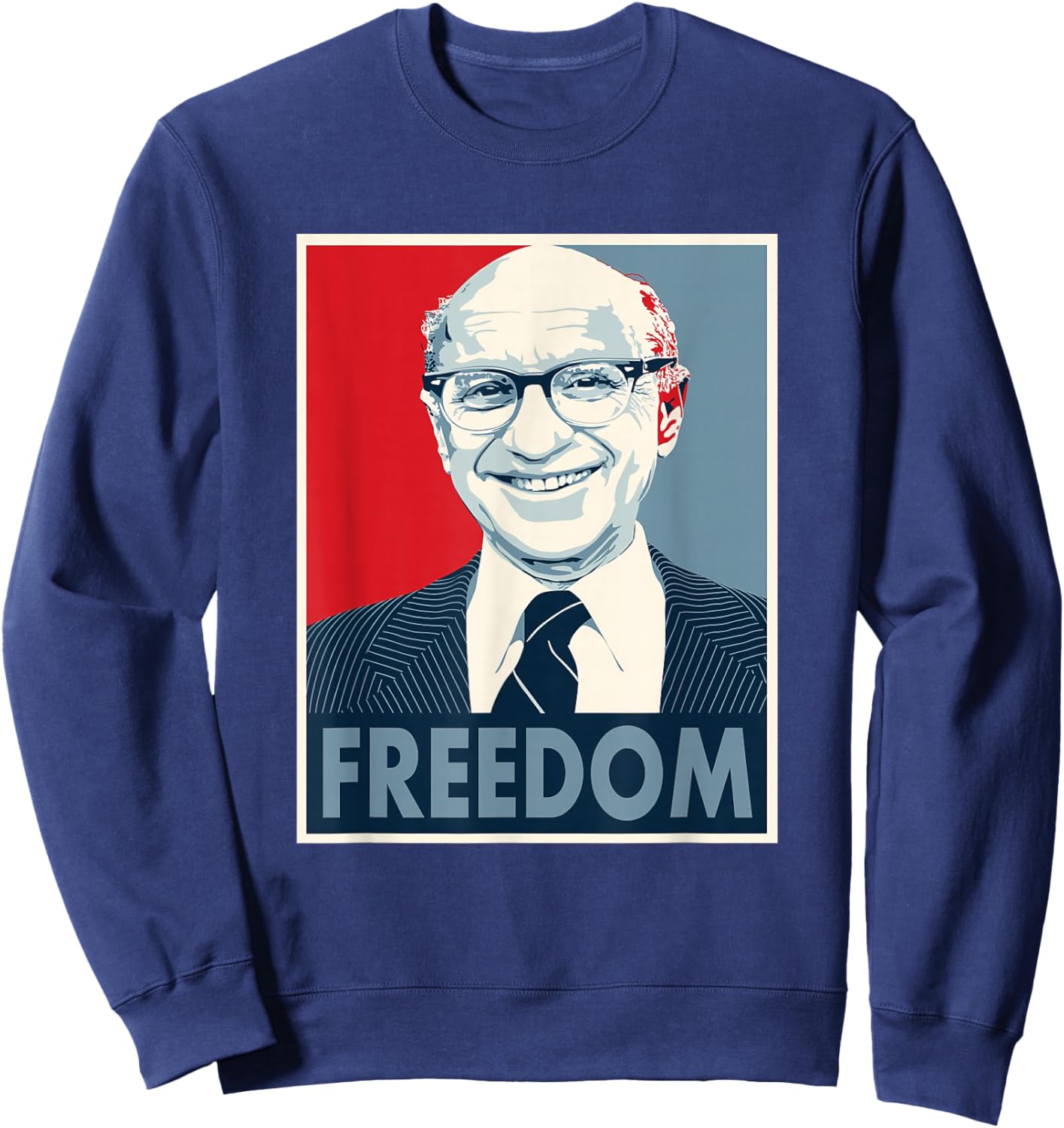 Milton Retro Friedman Graphic Sweatshirt - Sweatshirt | Navy