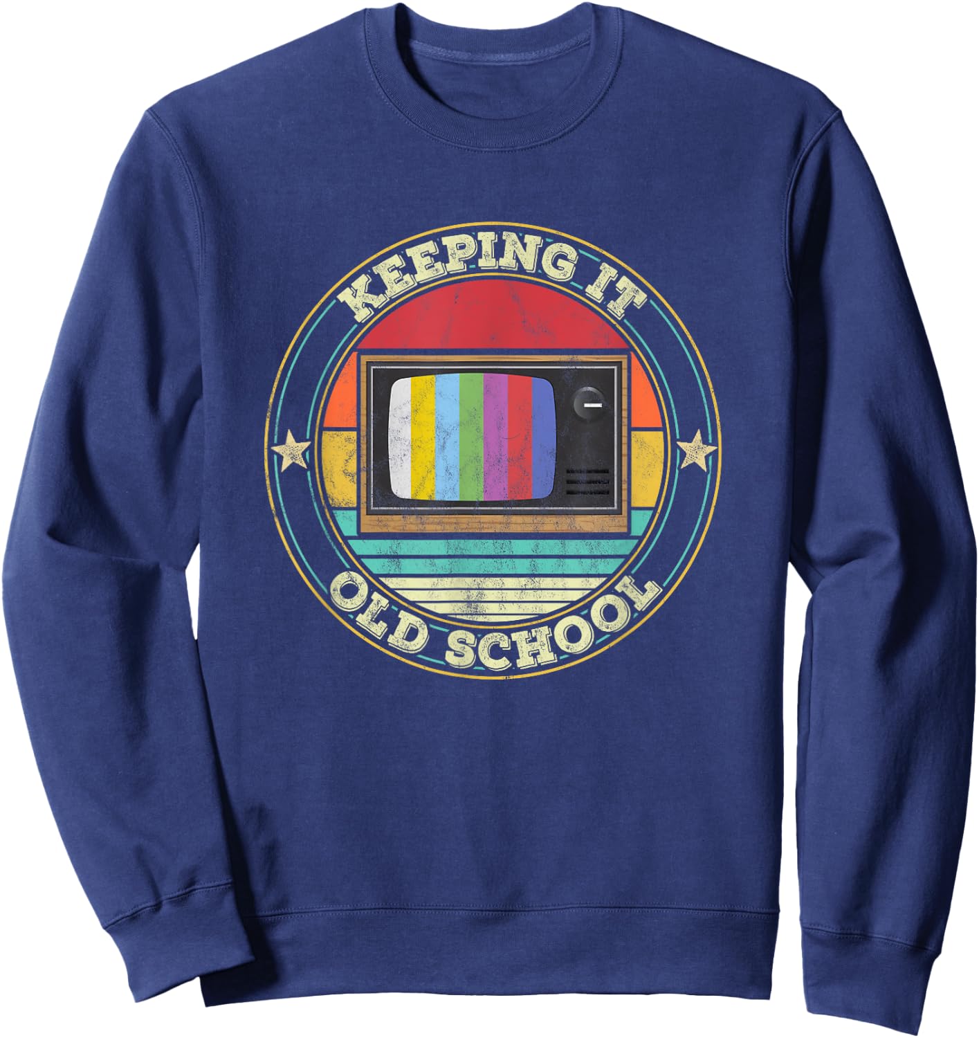 80s Retro Television Keeping it old School 90s Vintage Sweatshirt - Sweatshirt | Navy