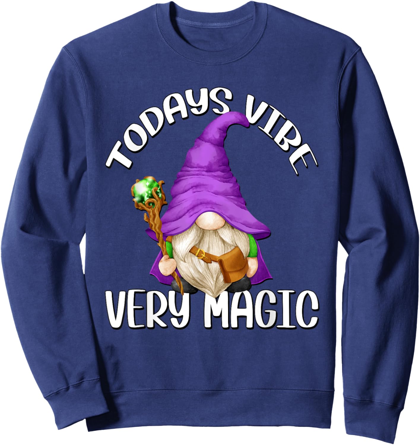 Magician Gnome And Kids Purple Wizard Gnome Grandpa Sweatshirt - Sweatshirt | Navy