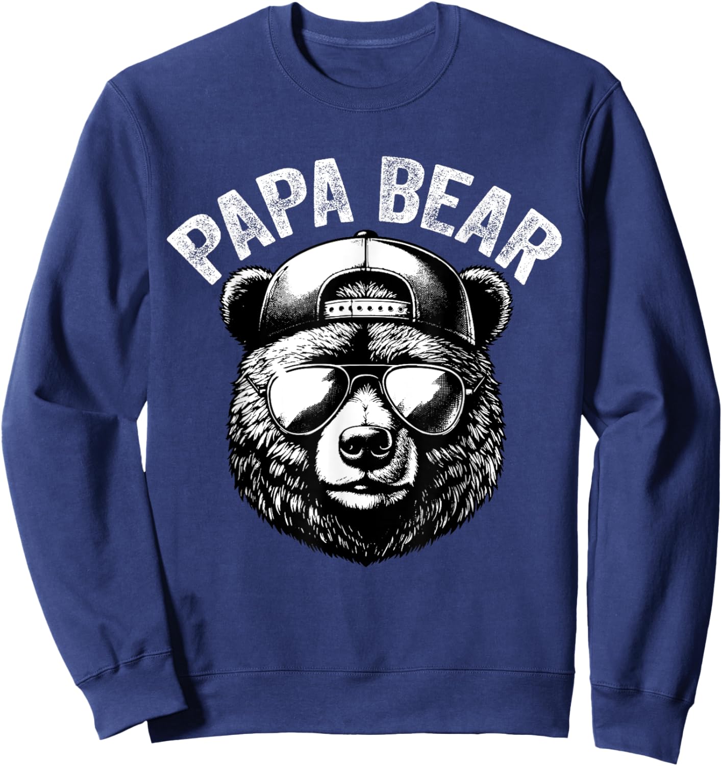 Papa Bear Face Grizzly Fathers Day Bear Lover Sweatshirt - Sweatshirt | Navy