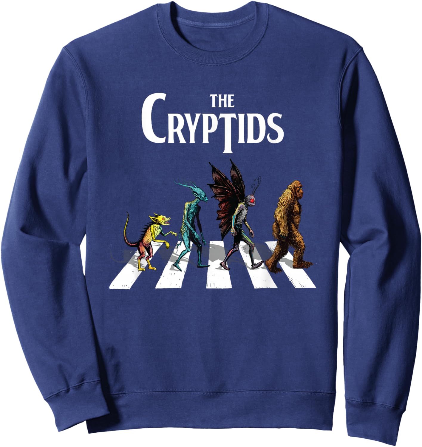 The Cryptids Bigfoot Mothman Wendigo Chupacabra Creatures Sweatshirt - Sweatshirt | Navy