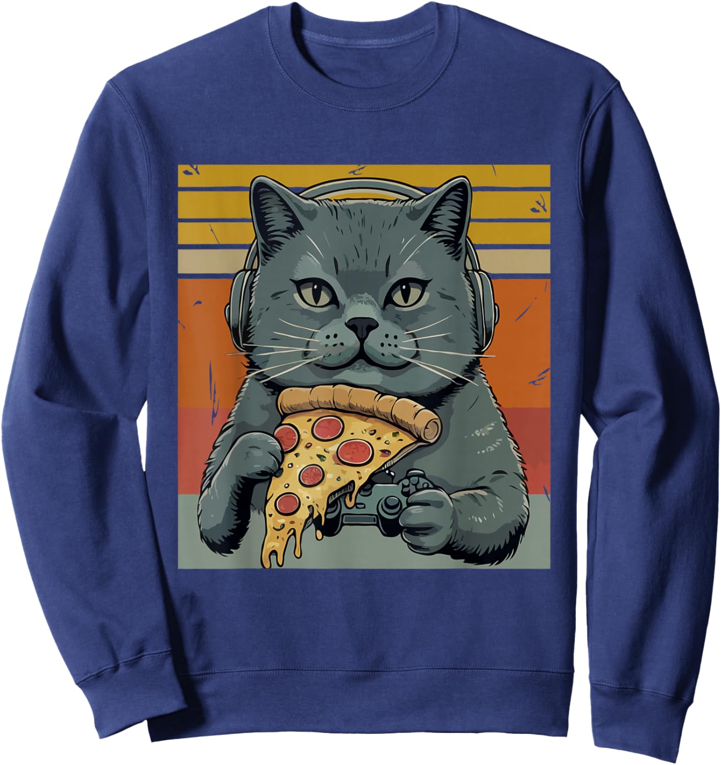 Cats Video Gaming Pizza All Need Cat Lover Gamer Sweatshirt - Sweatshirt | Navy