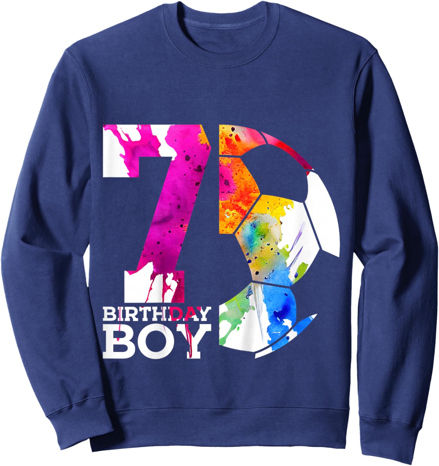Kids 7 BIRTHDAY BOY SOCCER 7TH BIRTHDAY Sweatshirt - Sweatshirt | Navy