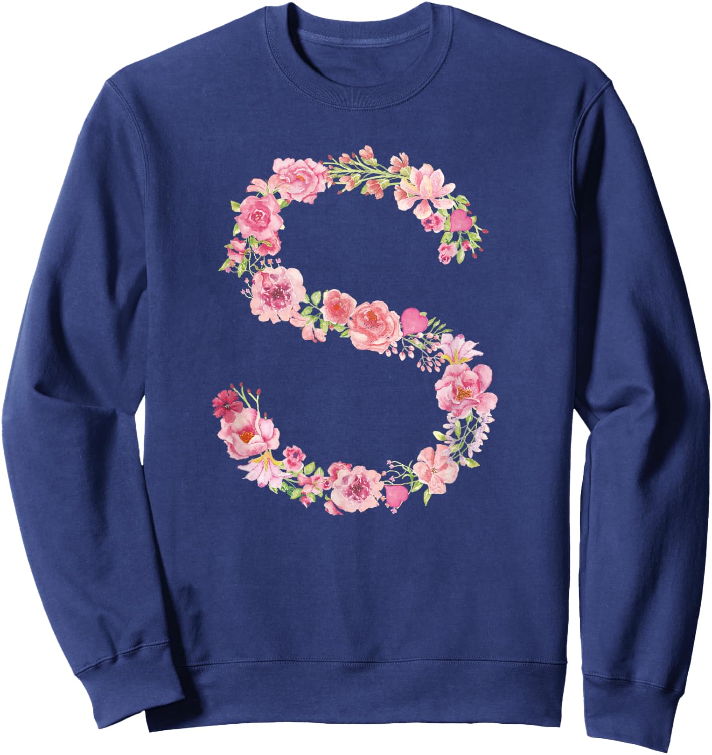 Cool Initial Alphabet Monogram Flowers Gifts Floral Letter S Sweatshirt - Sweatshirt | Navy