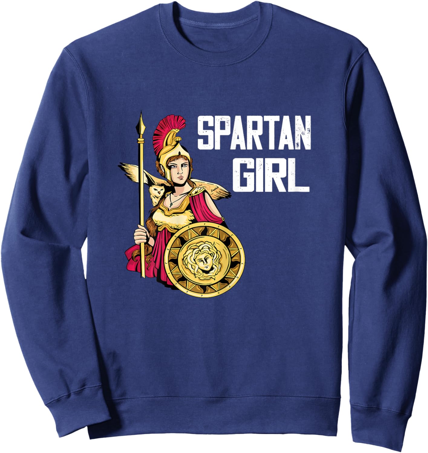 Spartan Girl Gladiator Warrior Ancient Greece Sparta Soldier Sweatshirt - Sweatshirt | Navy