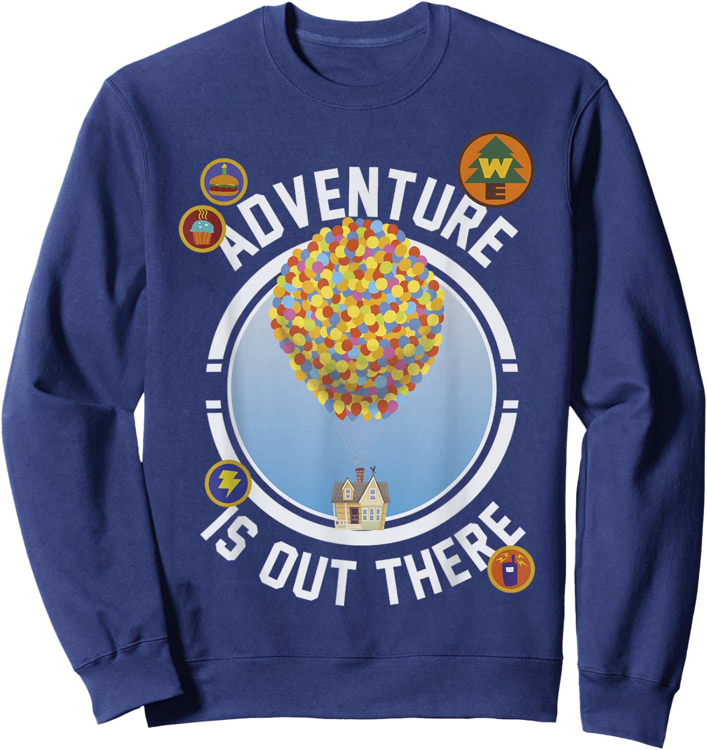 Disney Pixar Up Adventure House Circle Logo Graphic Sweatshirt - Sweatshirt | Navy