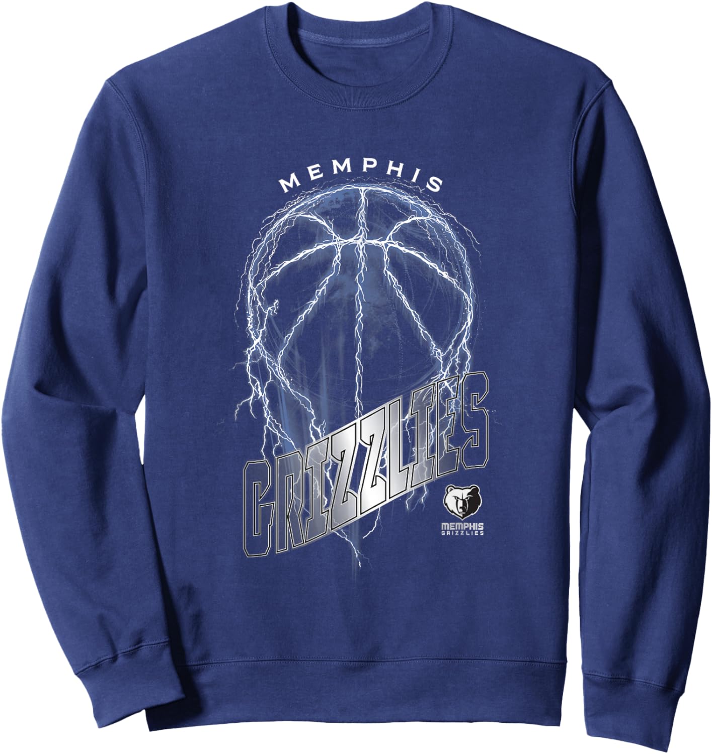 NBA Memphis Grizzlies Lightning Bolt Basketball Logo Sweatshirt - Sweatshirt | Navy