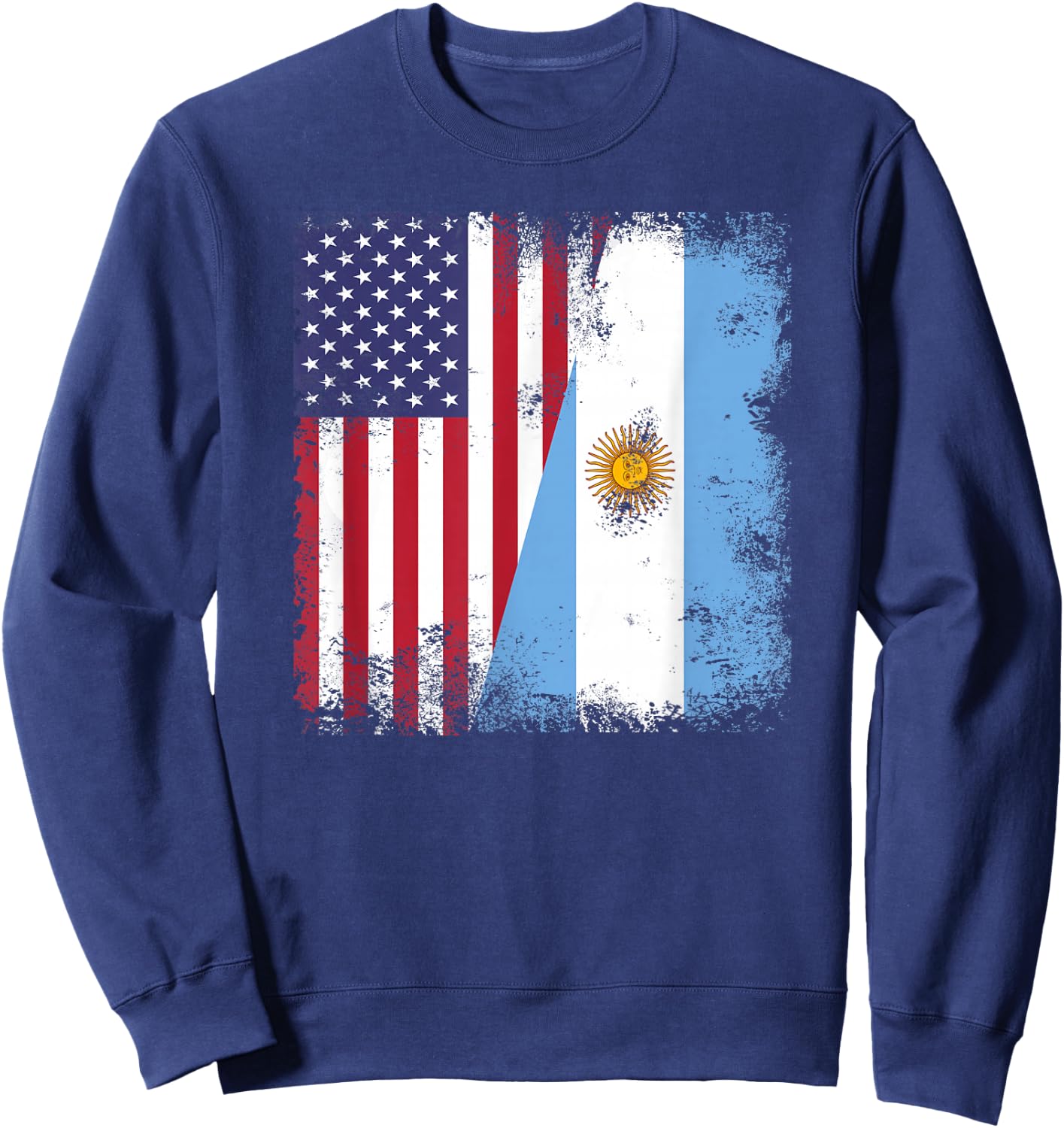 Half Argentinian Flag | Vintage Argentina USA Gift Sweatshirt - Sweatshirt | Navy