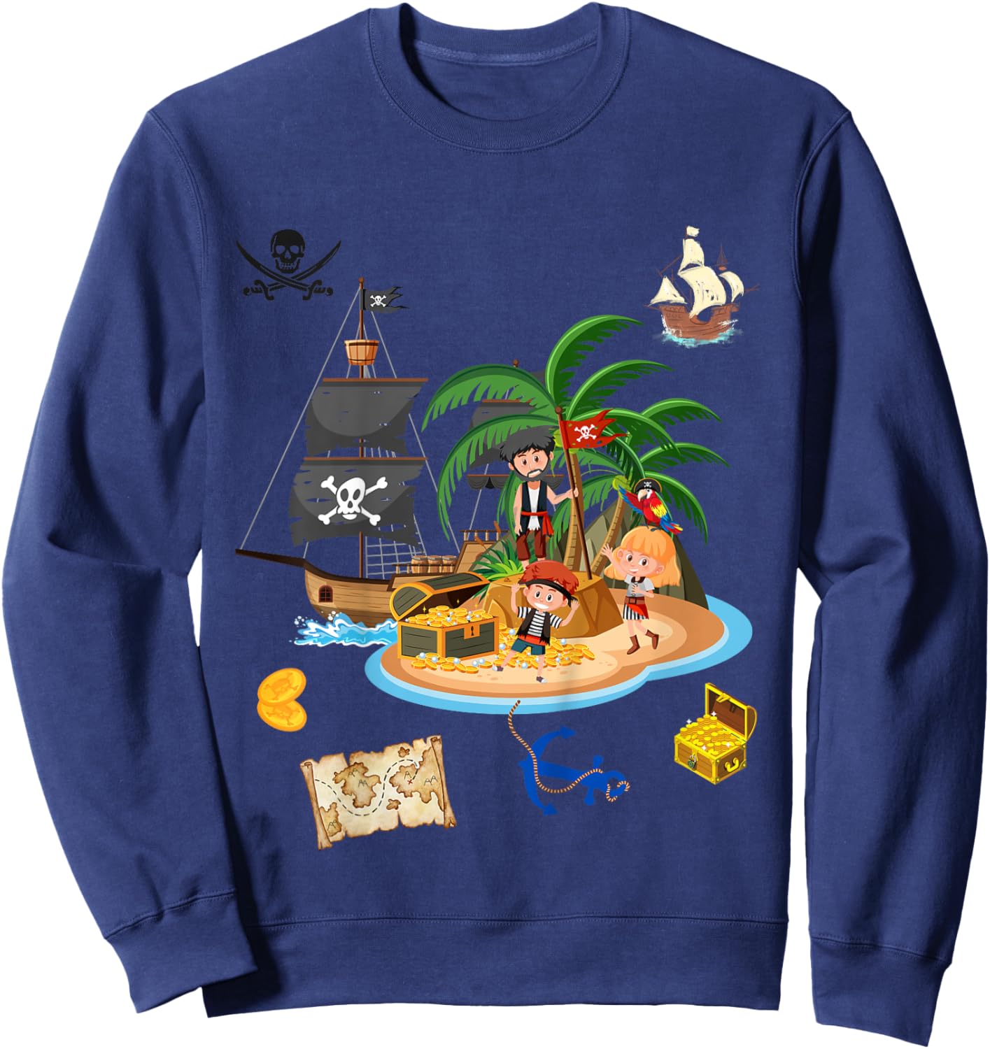 Kinder Piraten von Jack - Piraten Motiv - Weiß - Kurzarm - Kind - - 4-5 Jahre - 6-7 Jahre Sweatshirt - Sweatshirt | Navy