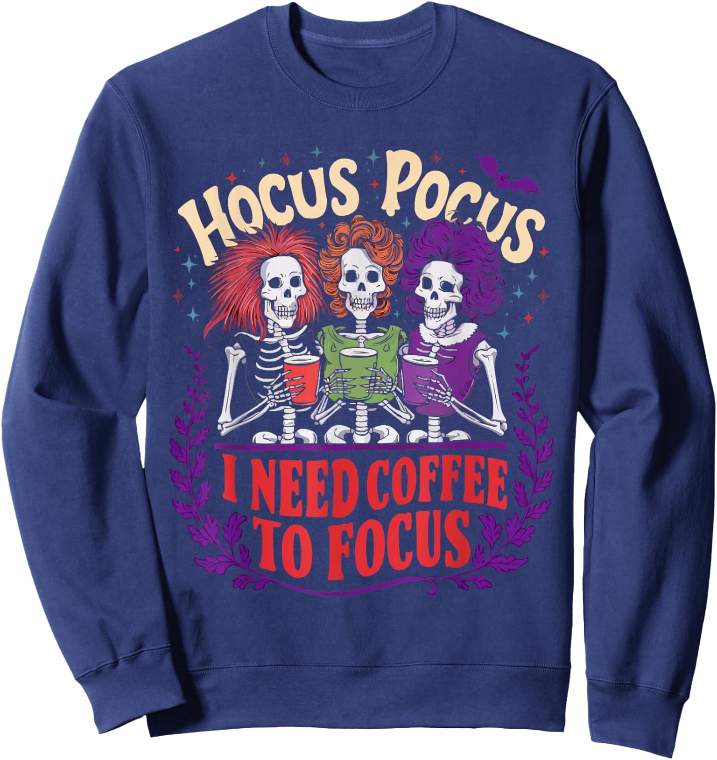 Coffee Halloween Spooky Caffeine Coffeeholic Trick Or Treat Sweatshirt - Sweatshirt | Navy