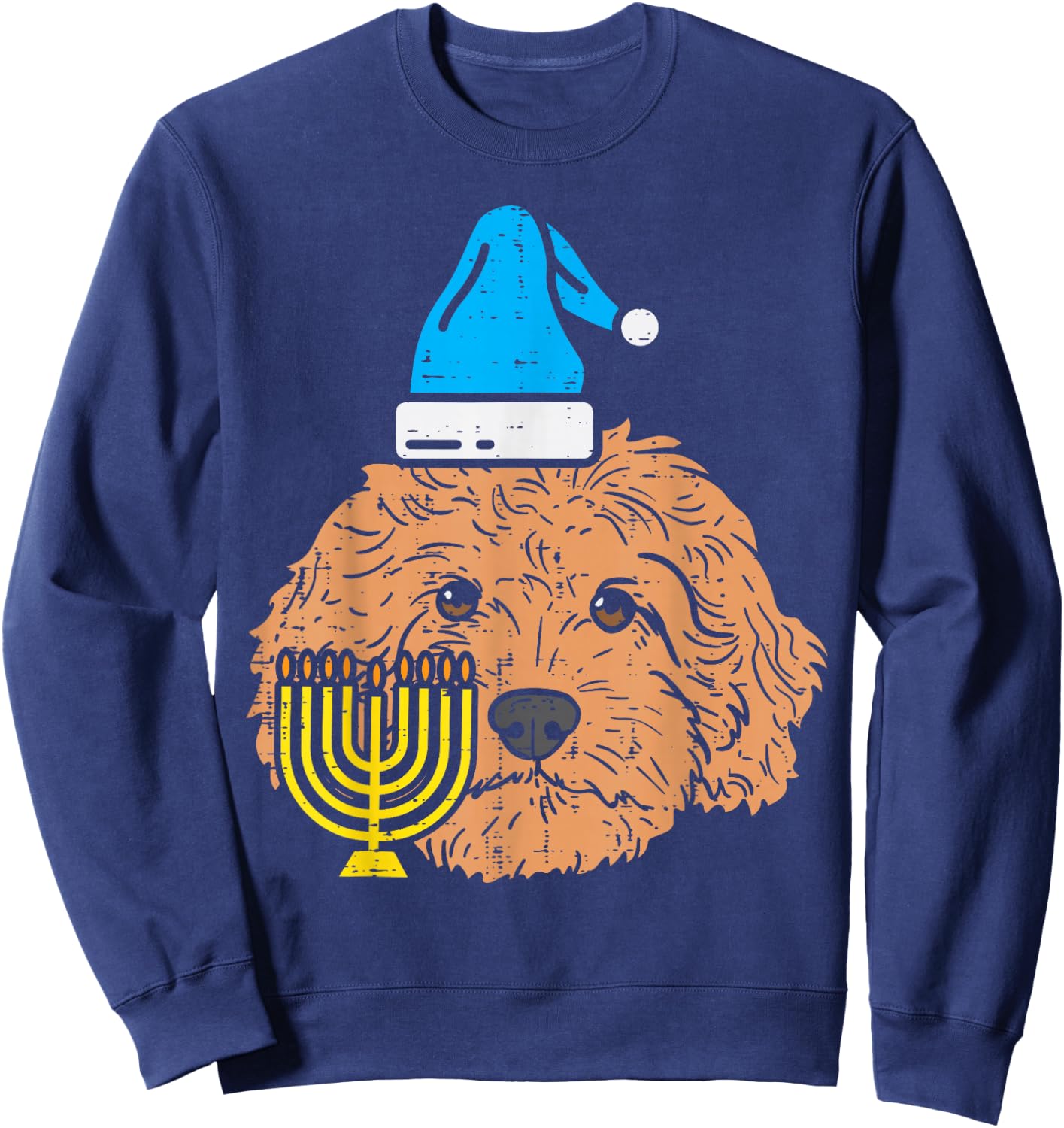 Goldendoodle Menorah Jewish Animal Pet Dog Hanukkah Gift Sweatshirt - Sweatshirt | Navy