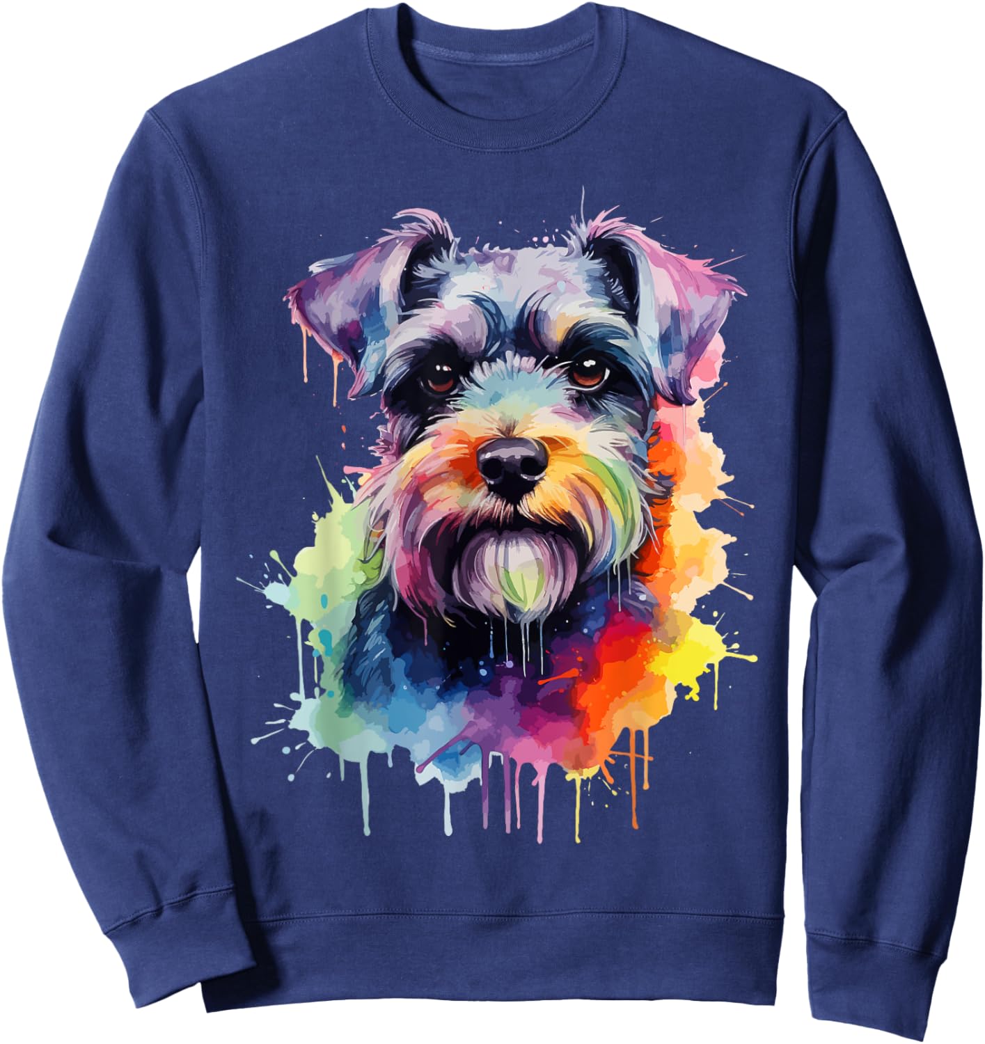 Mini Schnauzer Lovers Pop Art Color Mini Schnauzer Dog Sweatshirt - Sweatshirt | Navy