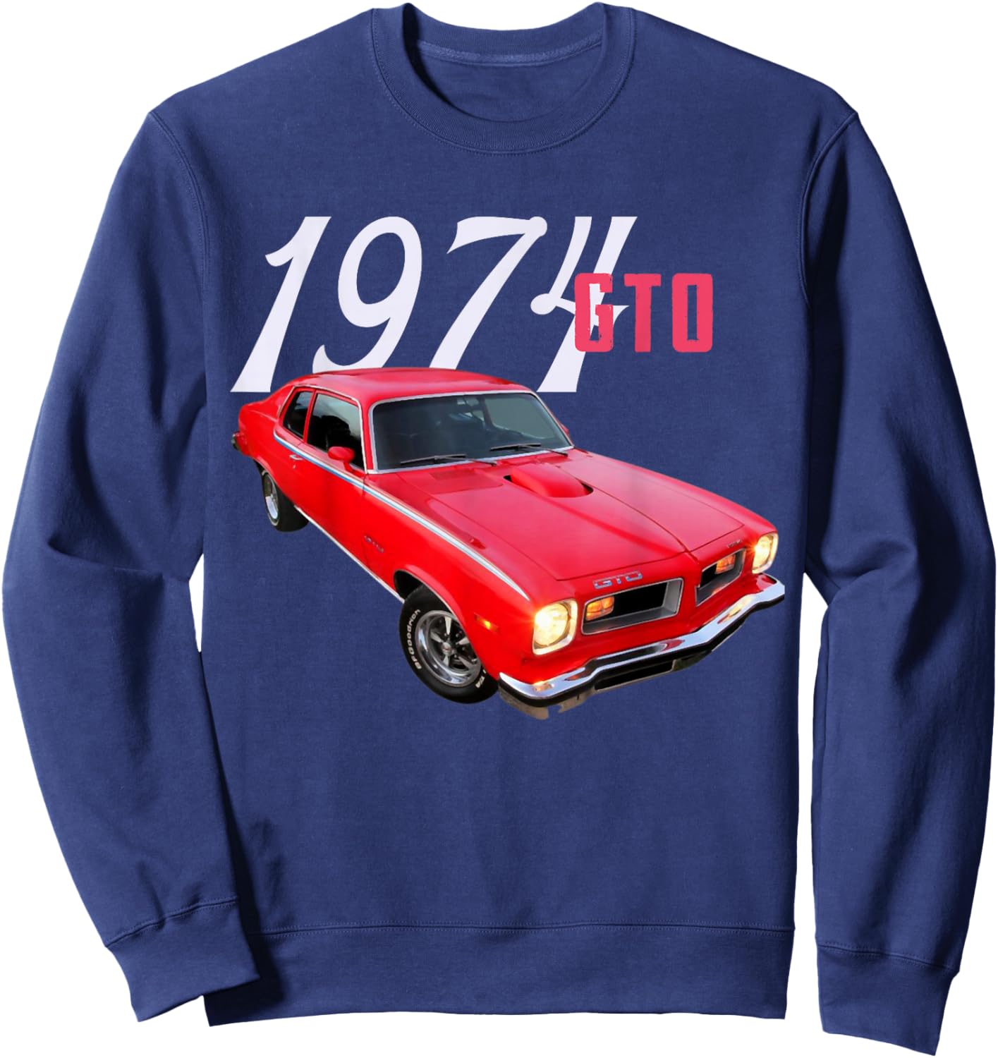 1974 74 GTO Classic Car Old School Muscle Car Sweatshirt - Sweatshirt | Navy