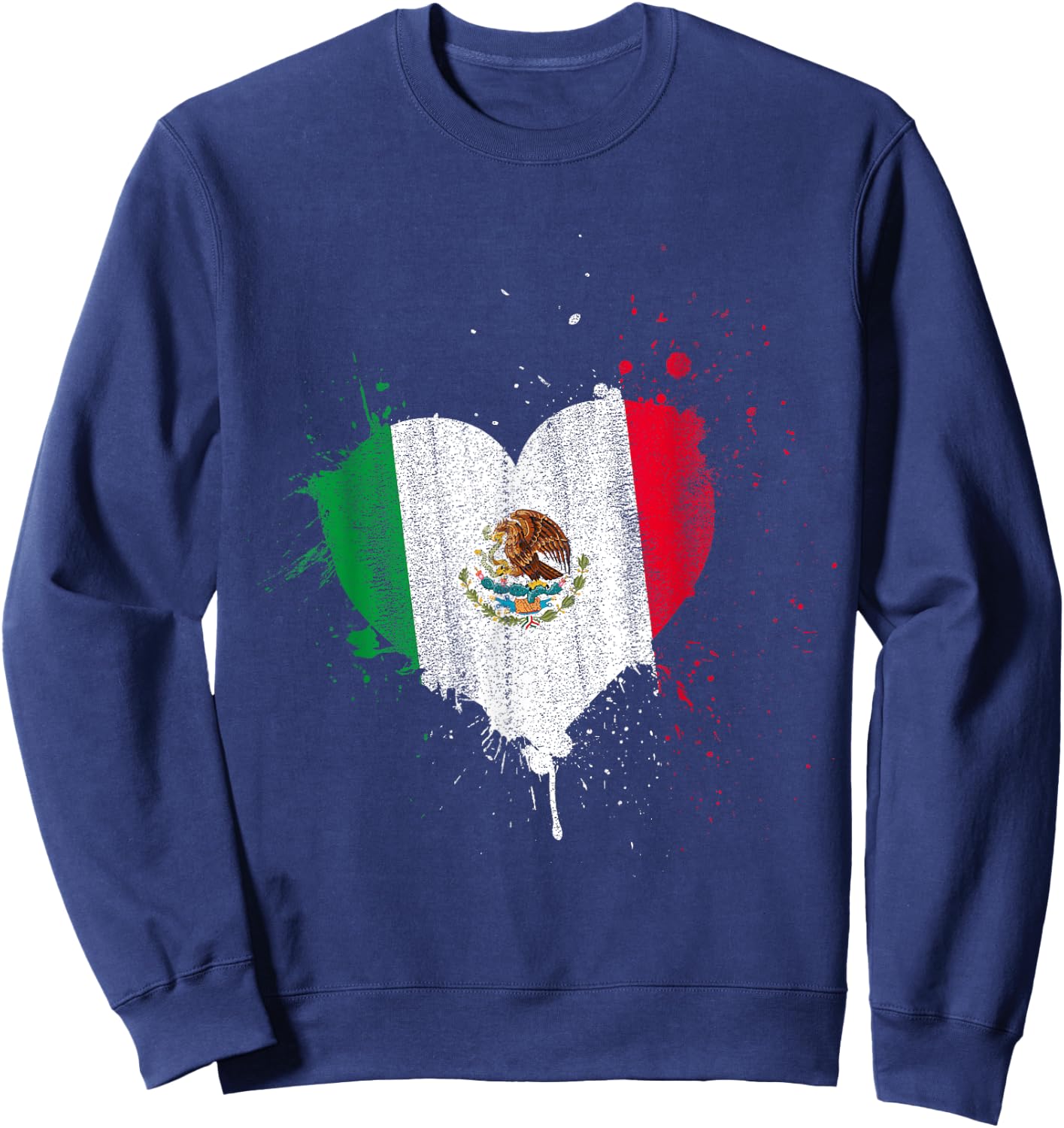 Mexican Flag Heart Valentines Day Gift Viva Mexico Sweatshirt - Sweatshirt | Navy