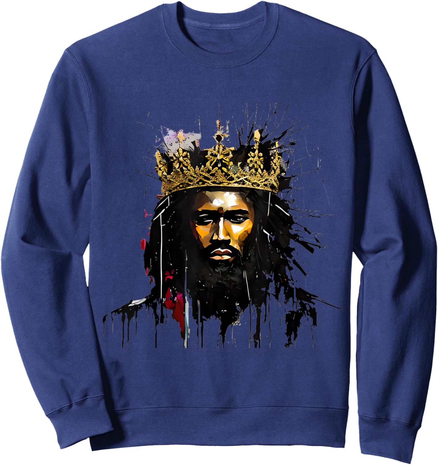 AFRICAN AMERICAN JESUS | Black Jesus Art Street Sweatshirt - Sweatshirt | Navy