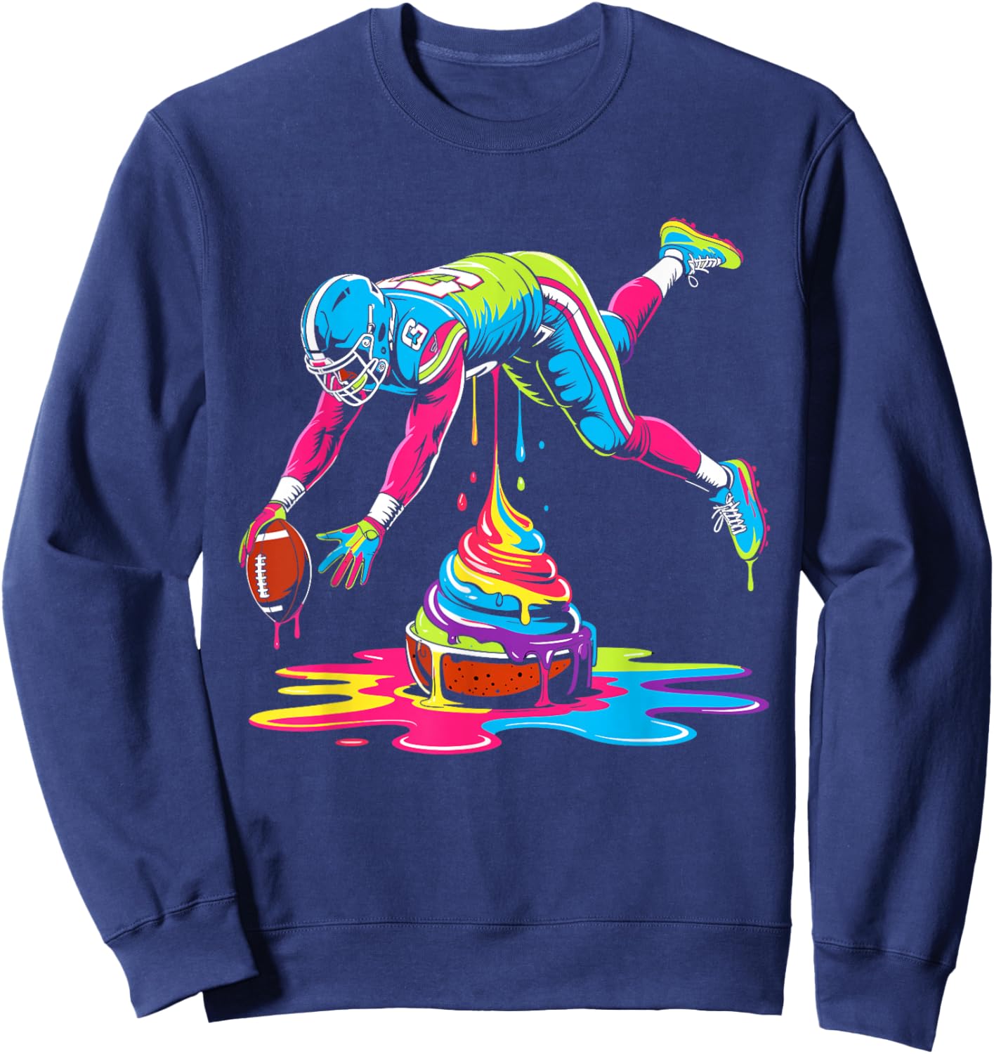 Ice cream Drip Football Sprinkles football drip Sweatshirt - Sweatshirt | Navy
