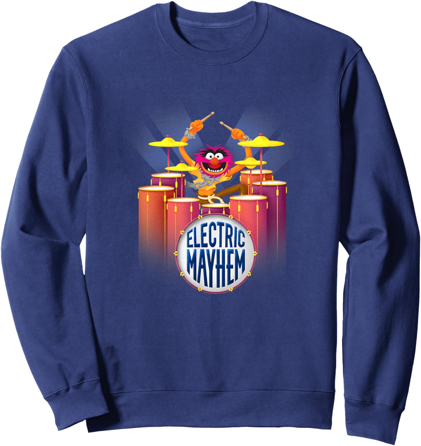 Disney The Muppets Electric Mayhem Animal Drummer Portrait Sweatshirt - Sweatshirt | Navy