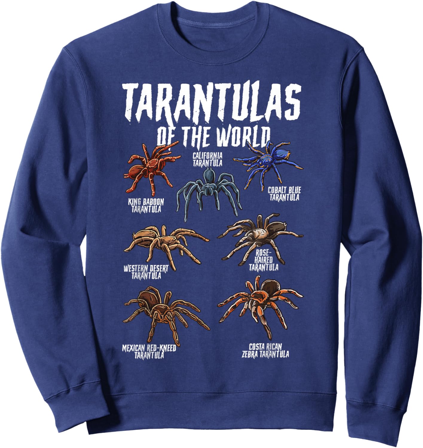 Tarantulas Animals of the World Spider Science Arachnologist Sweatshirt - Sweatshirt | Navy