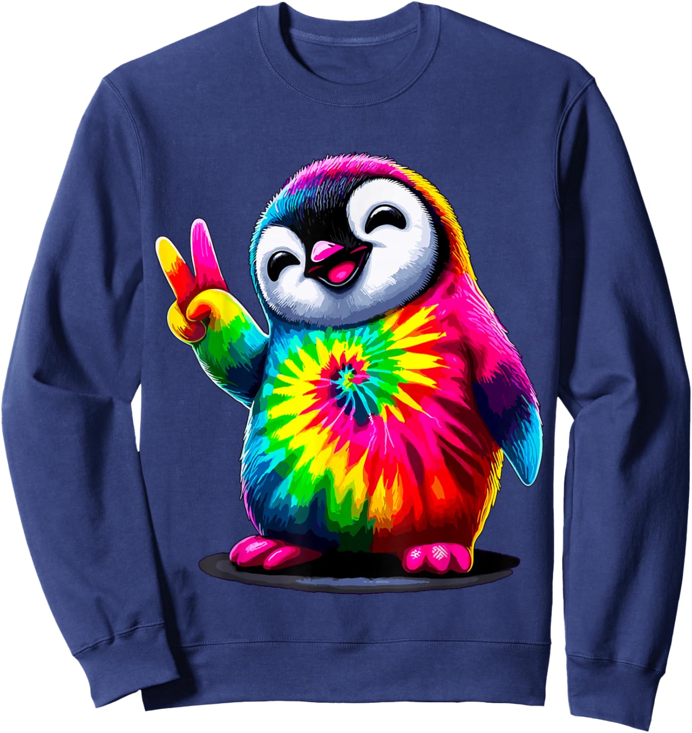 Tie-Dye Penguin Hippie Peace Sign Sweatshirt - Sweatshirt | Navy