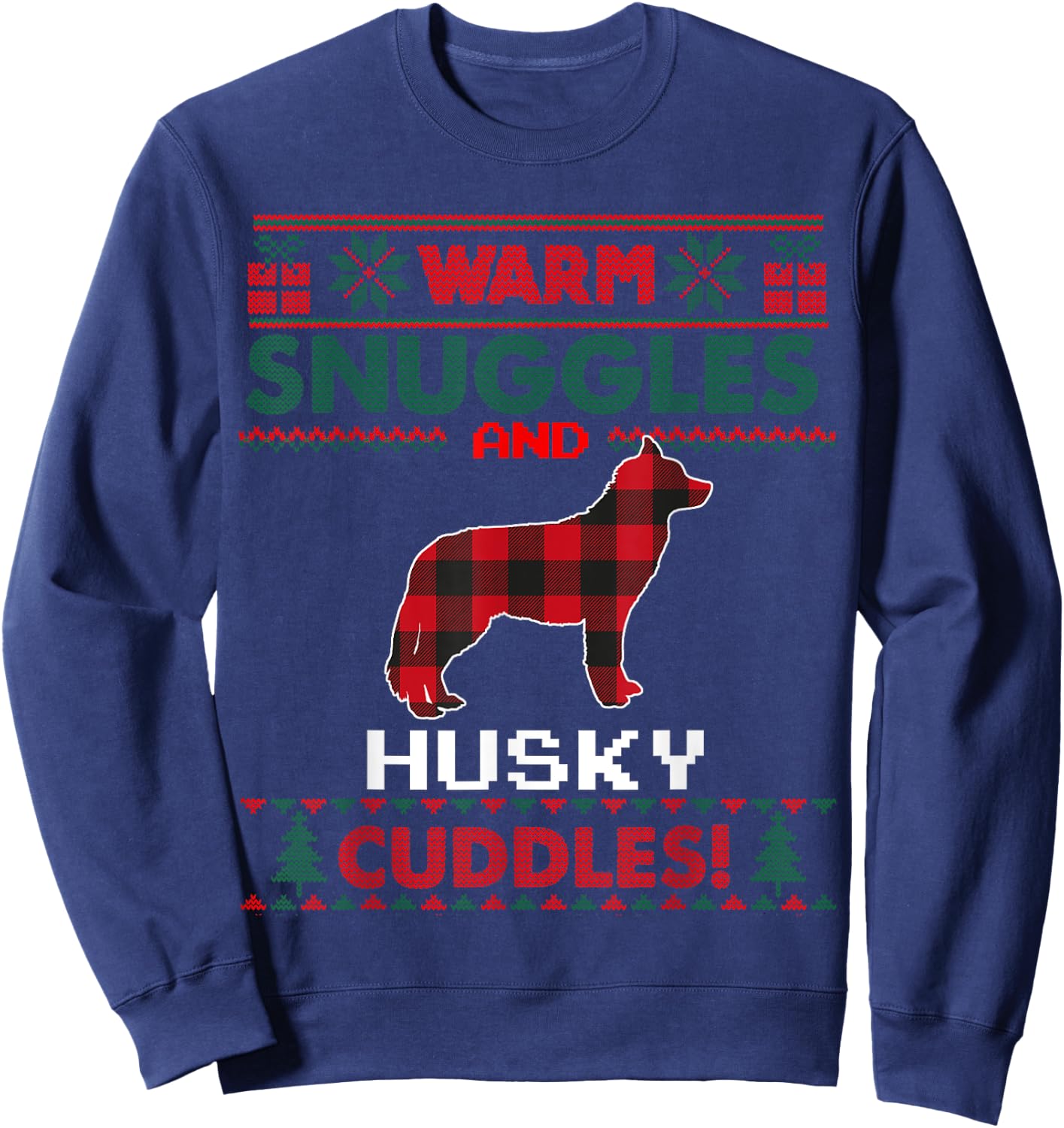Siberian Husky Christmas Pajama Shirt Ugly Christmas Sweater Women Kids Sweatshirt - Sweatshirt | Navy