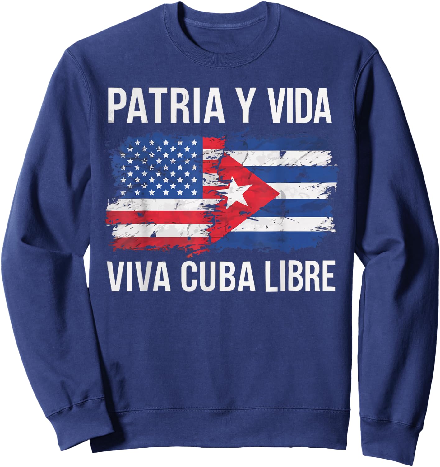 Half Cuban Half American Country USA Flag Cuba America Sweatshirt - Sweatshirt | Navy