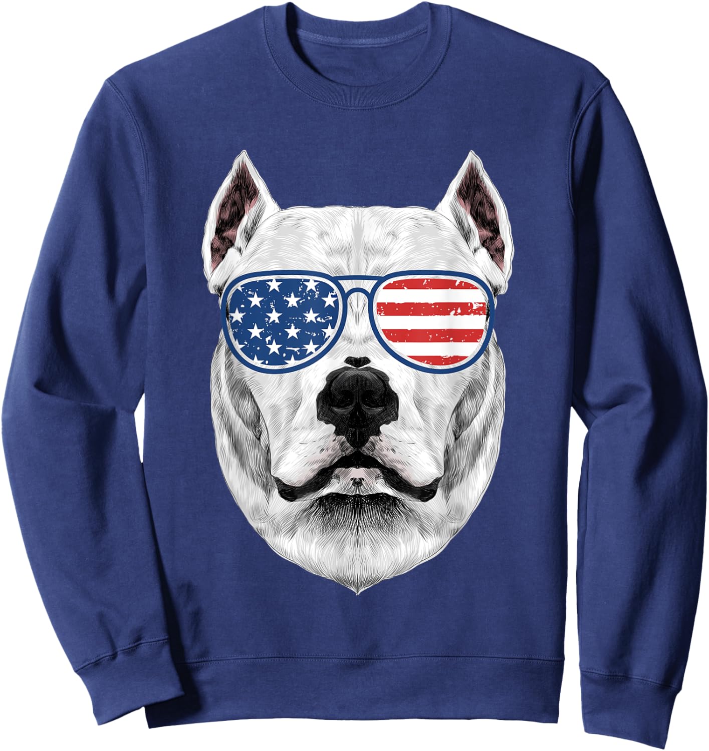 Dogo Argentino Shirt Men Women Kids American Flag Dog Sweatshirt - Sweatshirt | Navy