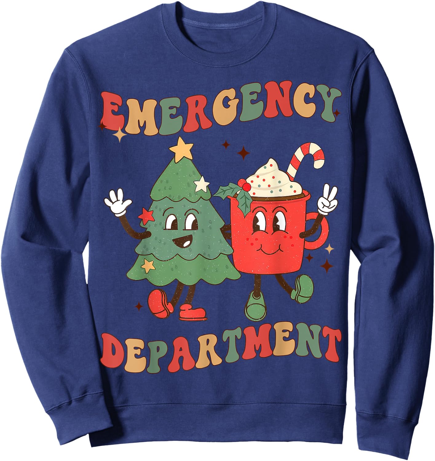 Retro Emergency Department ER Nurse Christmas Emergency Room Sweatshirt - Sweatshirt | Navy