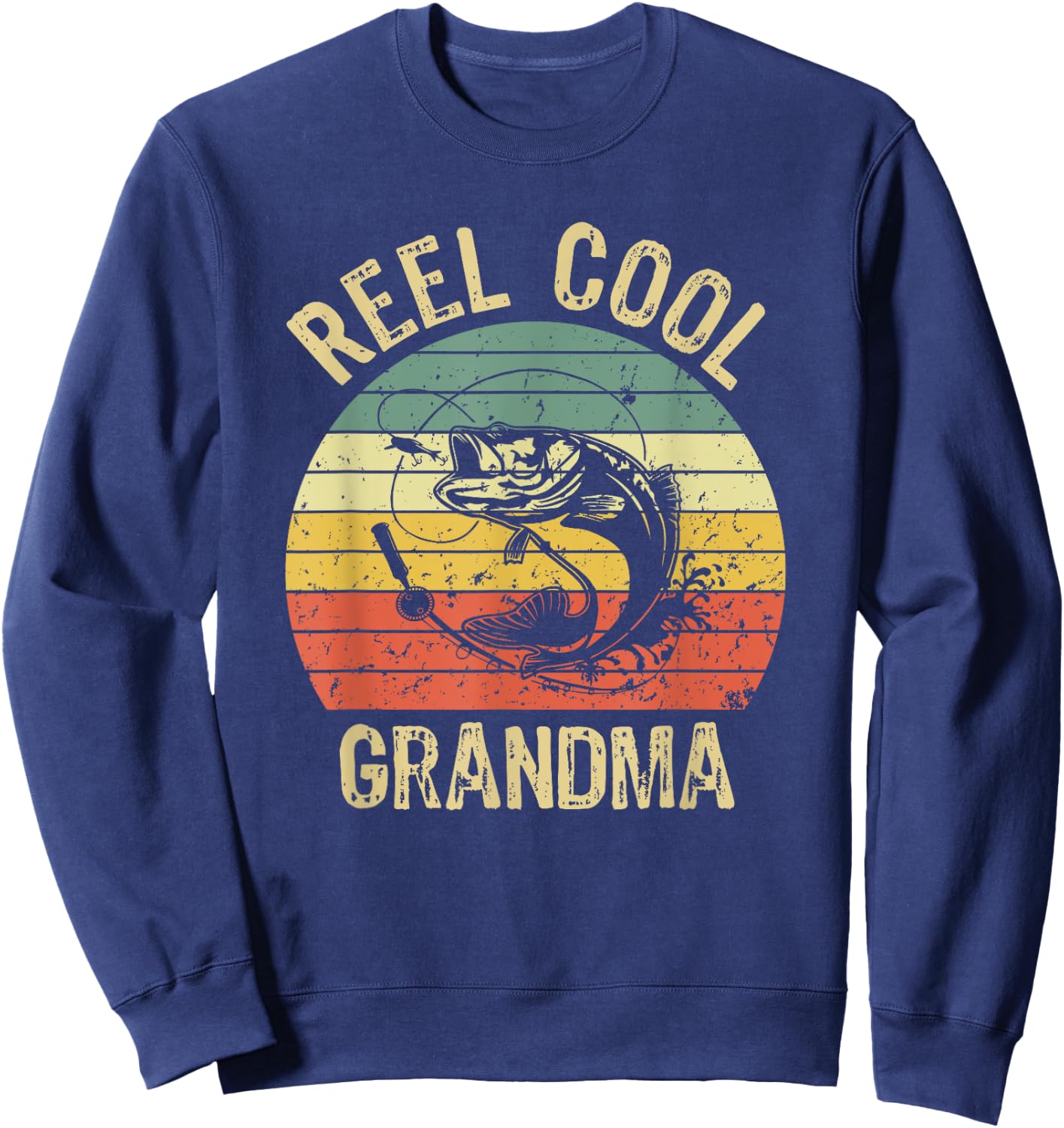 Reel Cool Grandma Fishing Gifts Women Fishing Lovers Retro Sweatshirt - Sweatshirt | Navy