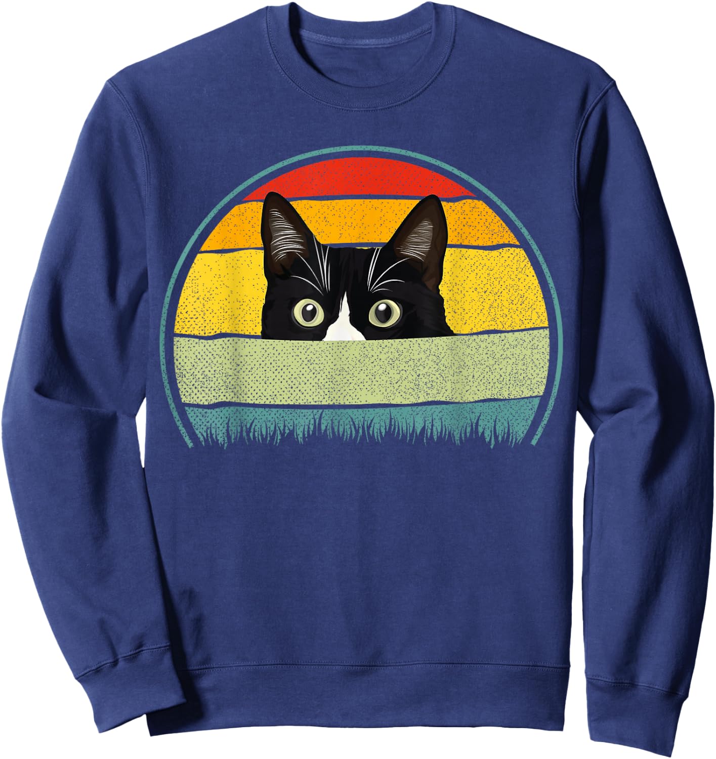Tuxedo cat vintage retro cats loves Sweatshirt - Sweatshirt | Navy